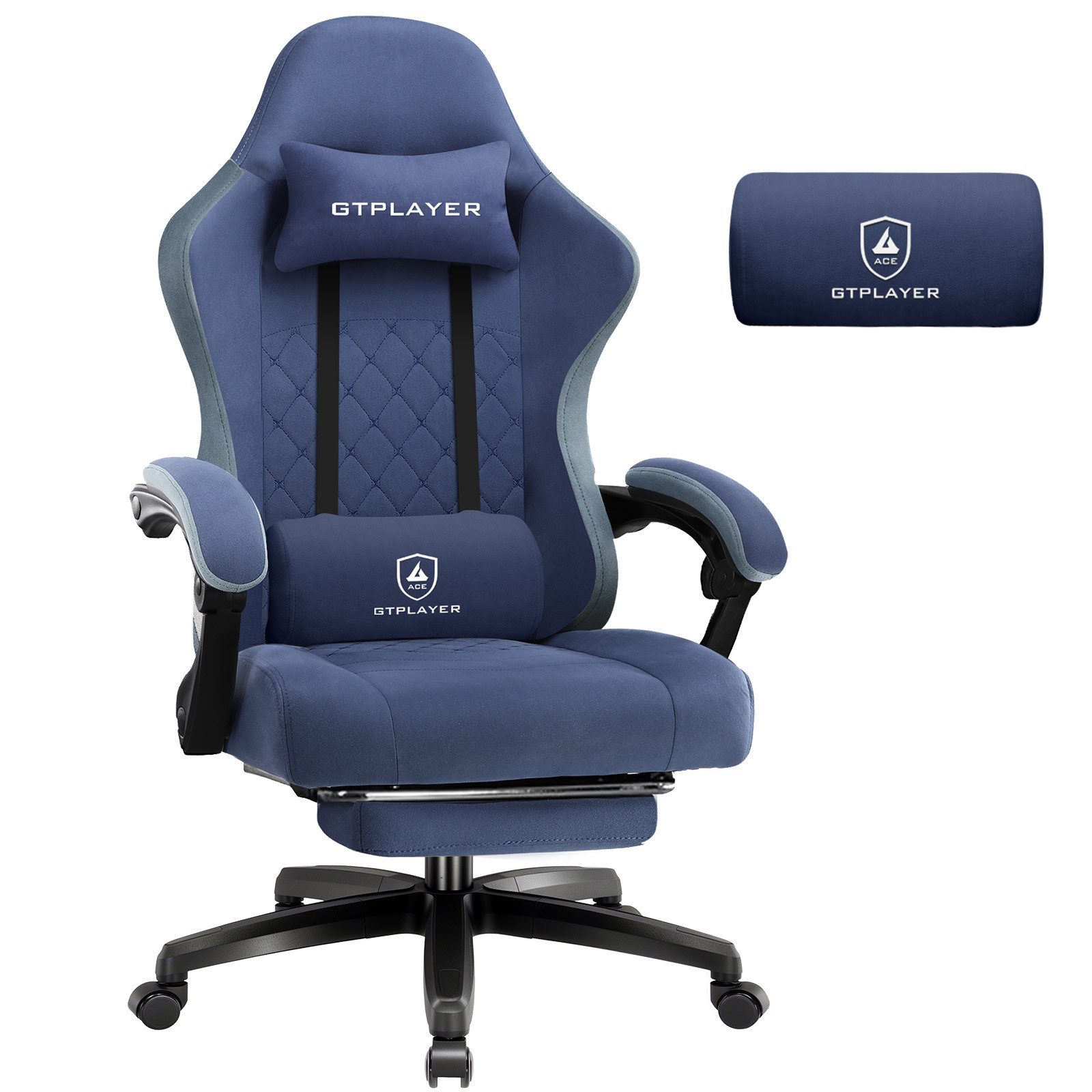 Gaming-Stuhl Gaming Stuhl Stoff, Gaming Sessel mit Taschenfederkissen, Drehstuhl