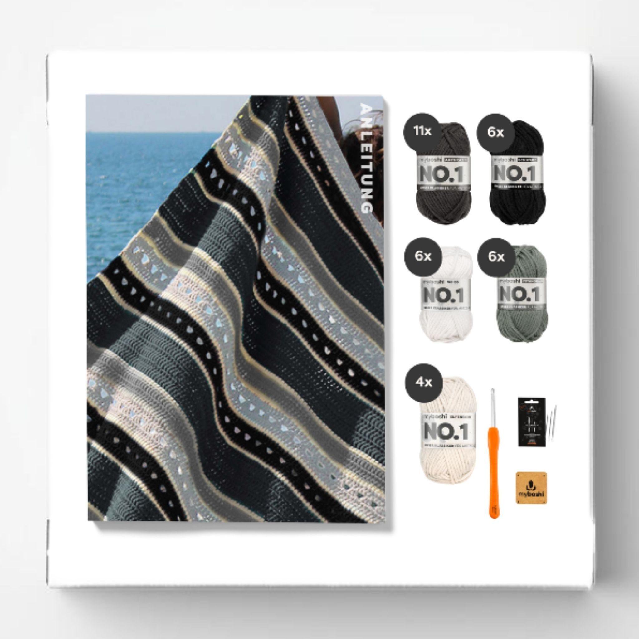 myboshi Kreativset Häkelset Decke Arata No.1 Wolle Nadel Anleitung, (1-tlg)