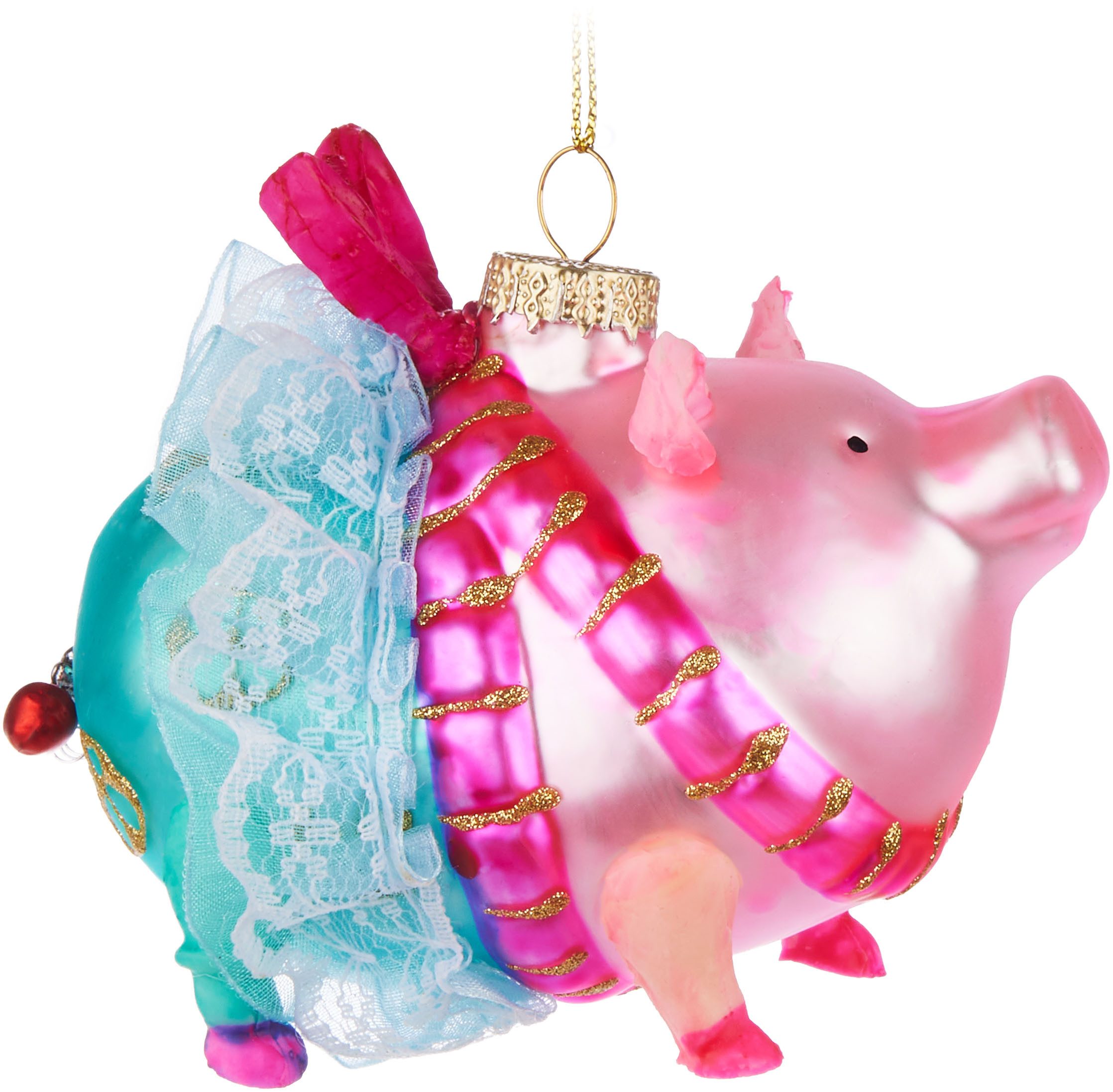 BRUBAKER Weihnachtsbaumkugel Lustige Weihnachtskugel aus Glas - Handbemalt & Mundgeblasen (1 St), Christbaumschmuck Figur - Deko Anhänger Baumkugel - Christbaumkugel