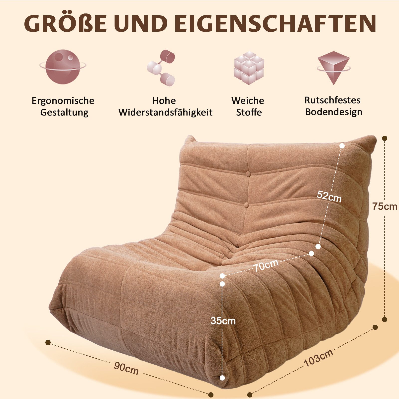 Durrafy Sitzsack Relaxsessel,Übergröße Sitzsack Lazy Sofa,Bodensofa,Einzels günstig online kaufen