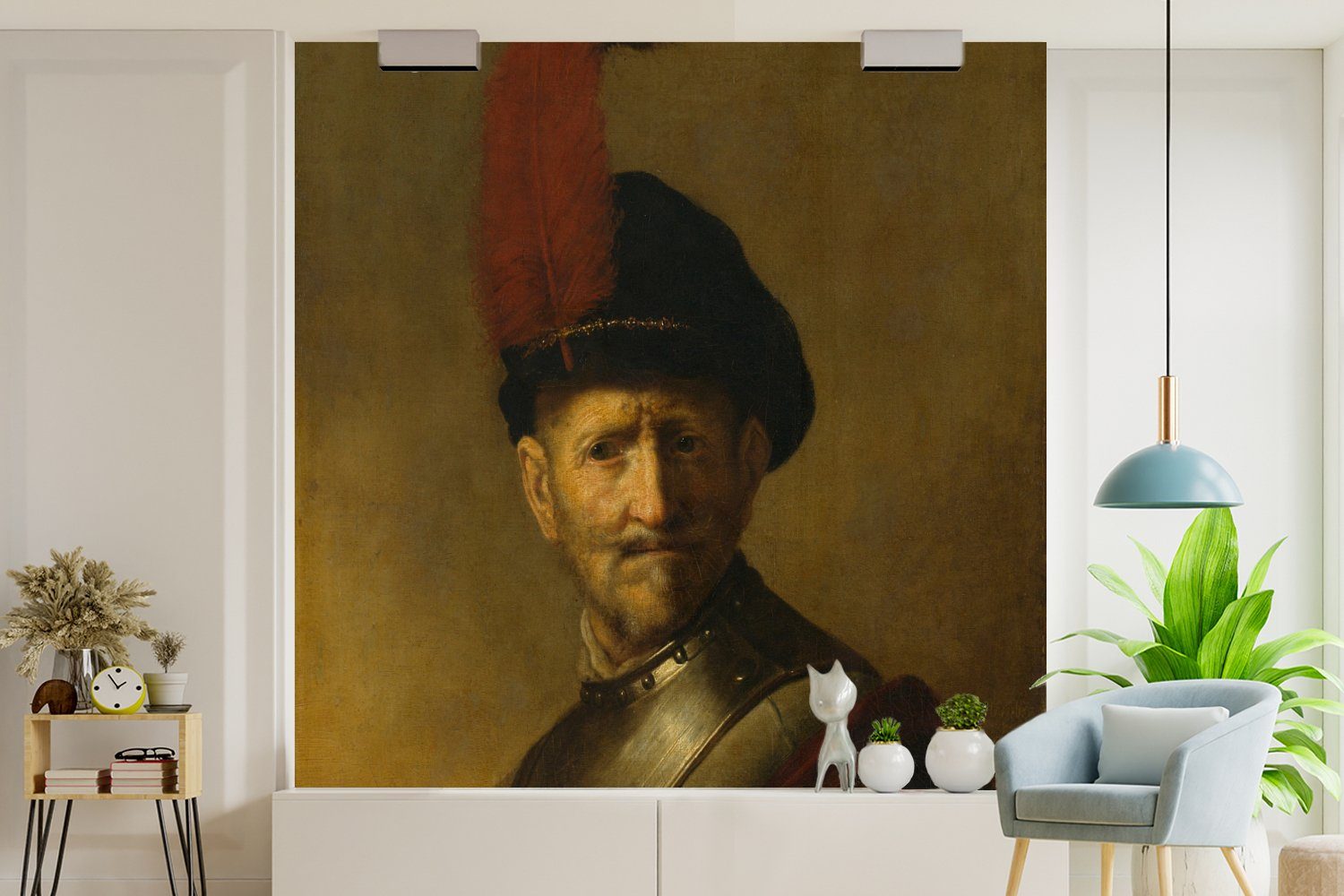 Mannes für Rijn, Fototapete eines Rembrandt bedruckt, van Porträt Fototapete Matt, Wohnzimmer - Küche, Vliestapete MuchoWow Schlafzimmer (4 St),