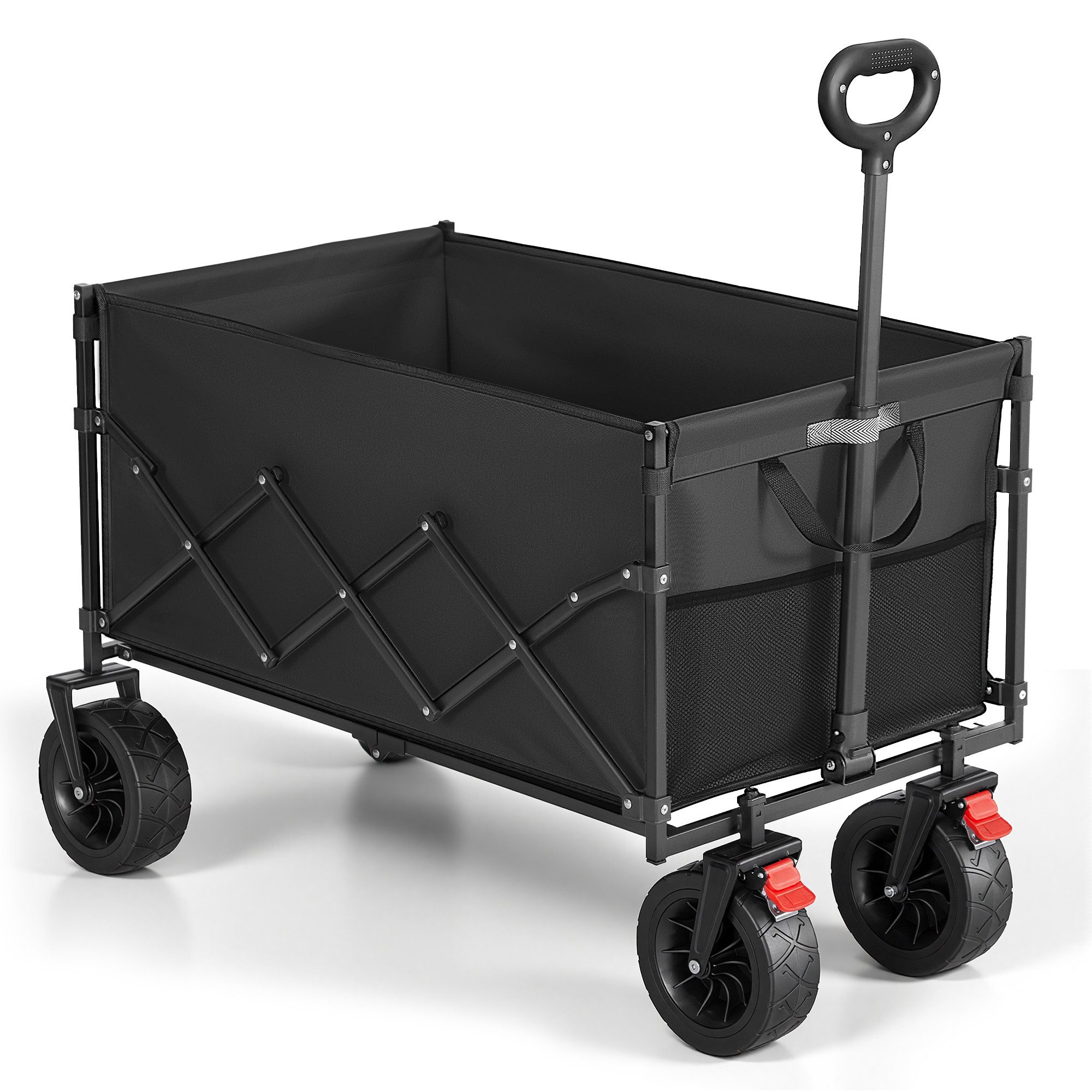 SONGMICS Handwagen Gartenwagen, Bollerwagen faltbar, 90/150L, bis 150 kg, 360° drehbare Vorderrollen
