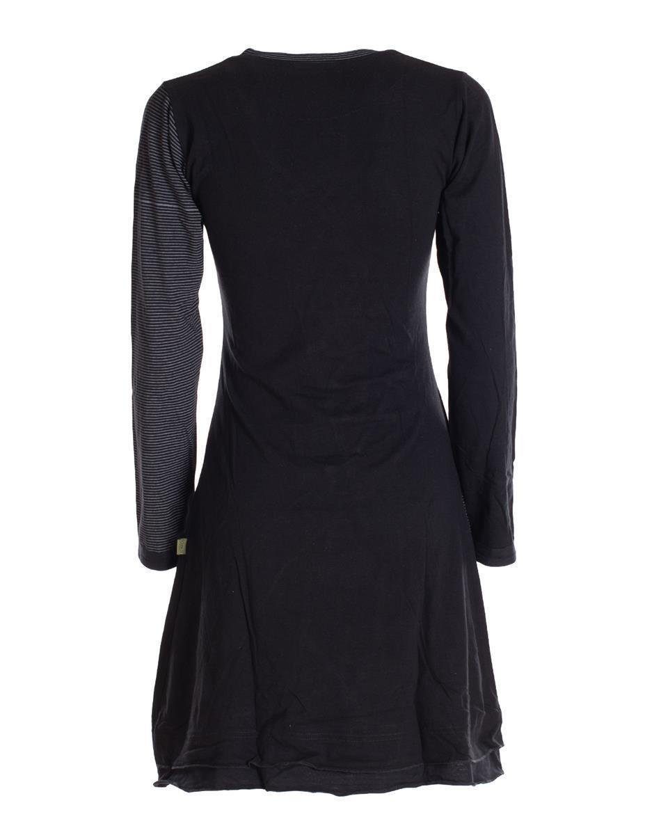 Vishes Jerseykleid Asymmetrisches Langarm Damen Baumwoll-Keid Shirt-Kleid Ethno, Elfen Style, Sweat-Kleid
