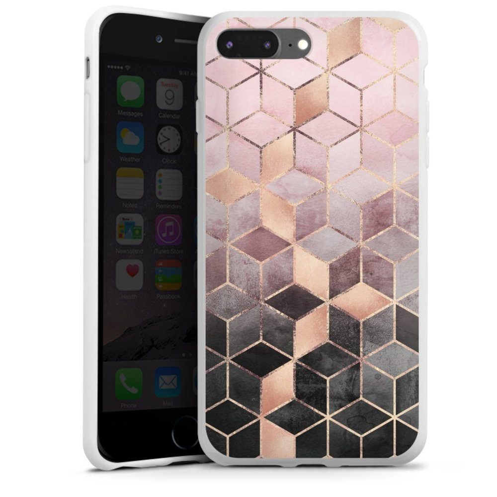 DeinDesign Handyhülle »Pink Grey Gradient Cubes Glitter Look« Apple iPhone 8 Plus, Hülle Würfel