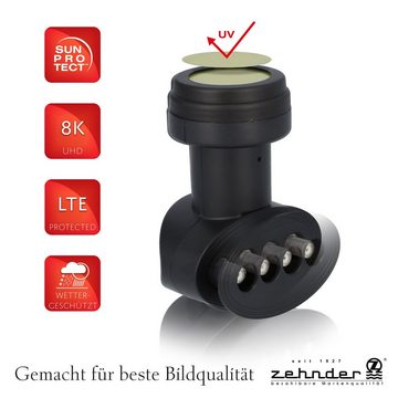 Zehnder SAT-Multischalter Set 5/8 Multischalter + Quad LNB BX 3004, 8 Teilnehmer 1 Satellit - Regelbare Terrestrik - Externes Netzteil