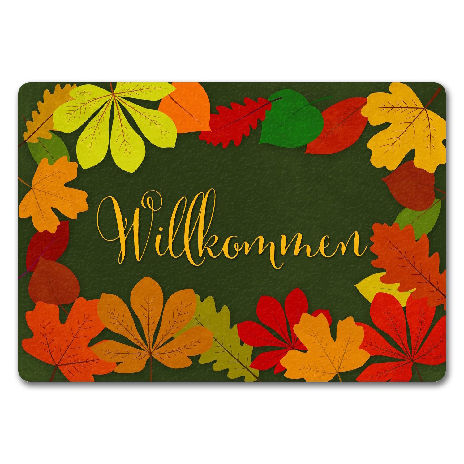 Fußmatte Willkommen Herbst Fußmatte in 35x50 cm ohne Rand mit Laubkranz