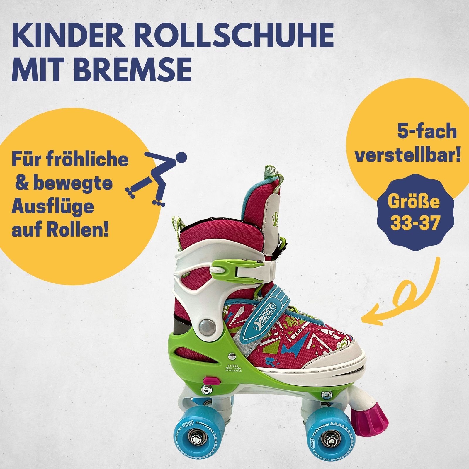 Best Sporting Schlittschuhe Rollschuhe Rollerskates Kinder Kids Abec 7 Größe verstellbar pink, Rollschuhe Rollerskates Kinder Kids Abec 7 Größe verstellbar pink