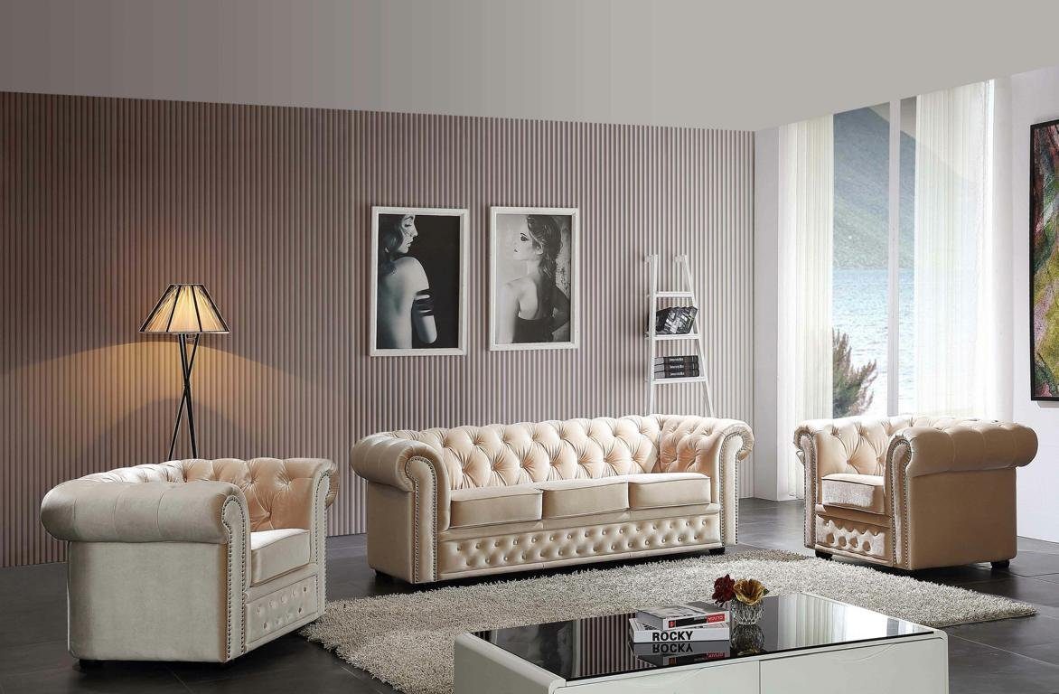 JVmoebel Sofa Chesterfield Design Luxus Polster Sofa Couch Sitz Leder 3 Sitzer #606, Made in Europe