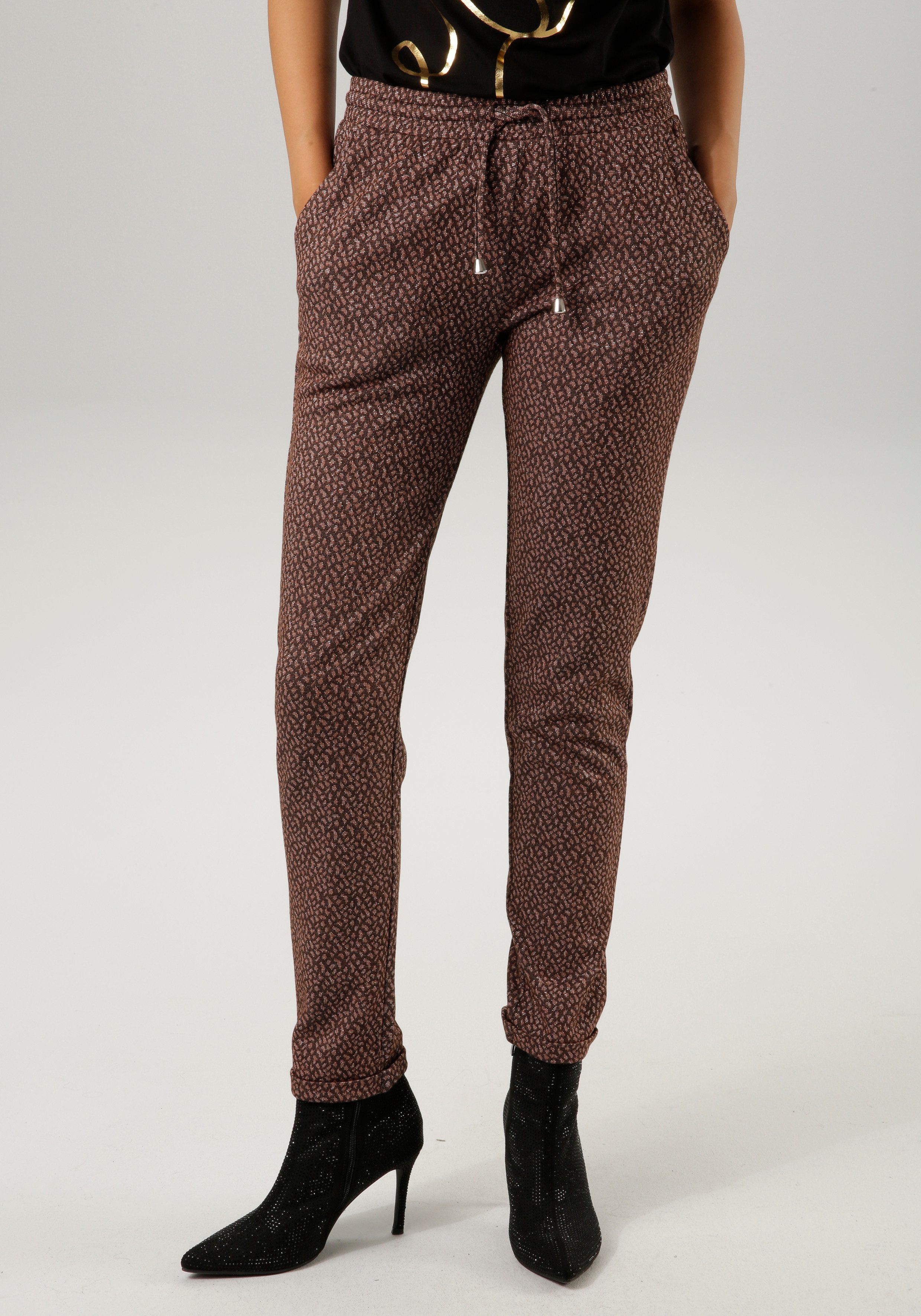 Aniston CASUAL Schlupfhose mit Glitzerfäden verzierter Alloverdruck günstig online kaufen