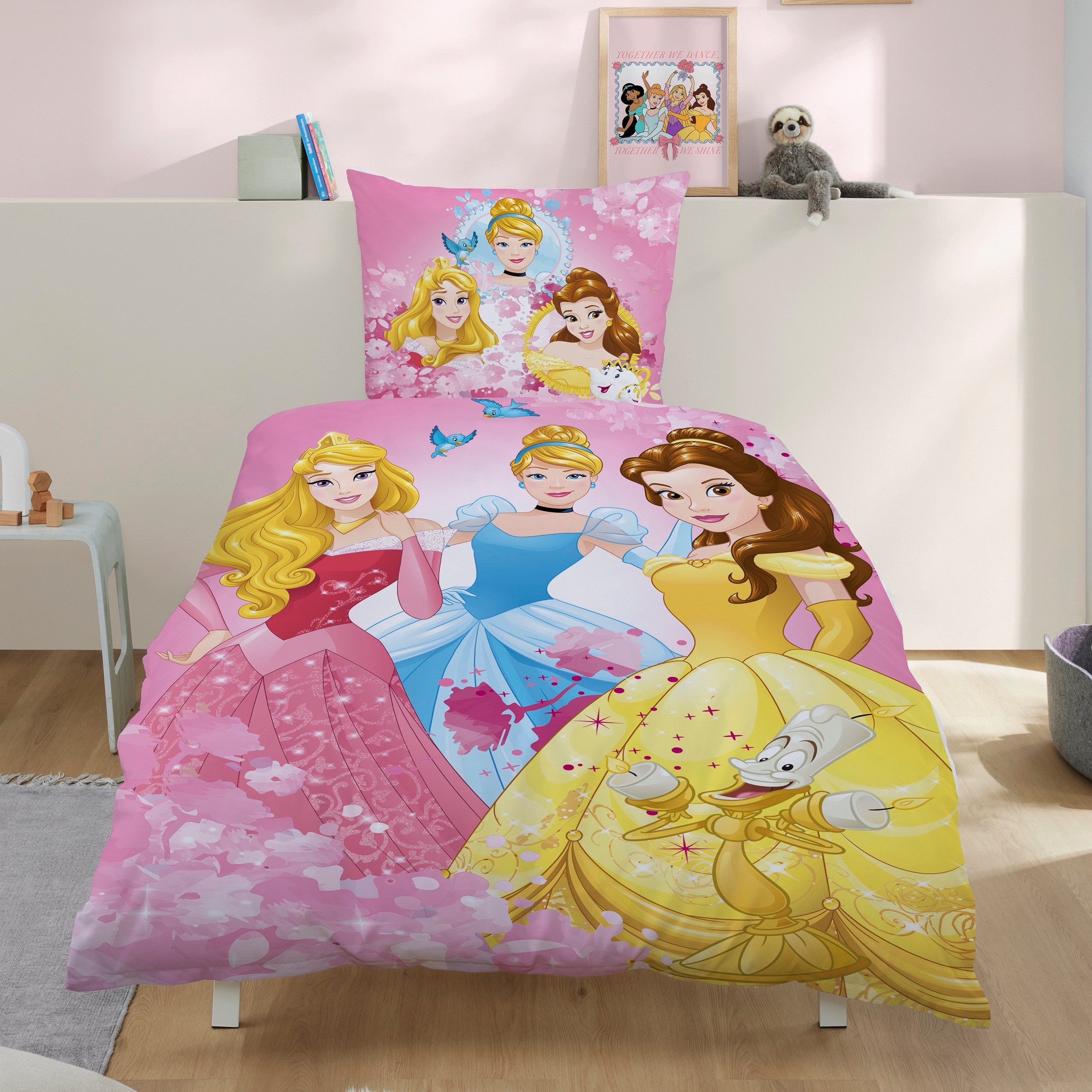 Familando Kinderbettwäsche Disney Prinzessinnen, Set 135x200 80x80 cm Fleec günstig online kaufen