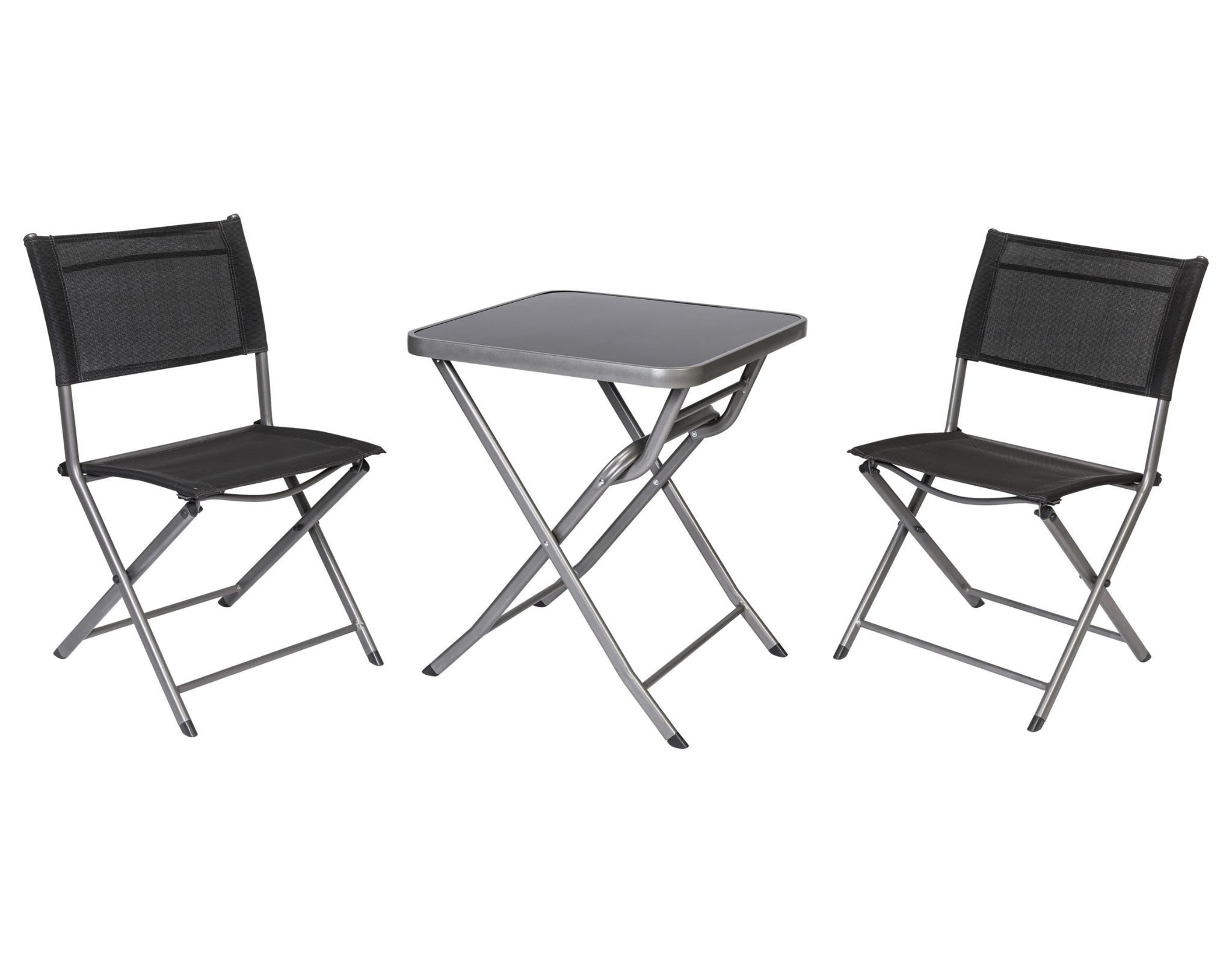Livarno home Balkonset Balkonset Houston Alu Gartenmöbel 3-tlg. Silber Grau Klappbar