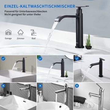 aihom Waschtischarmatur Wasserhahn Kaltwasser Kaltwasserhahn gäste wc Kaltwasser Armatur Waschtischarmatur für Waschbecken Klein Badzimmer Schwarz