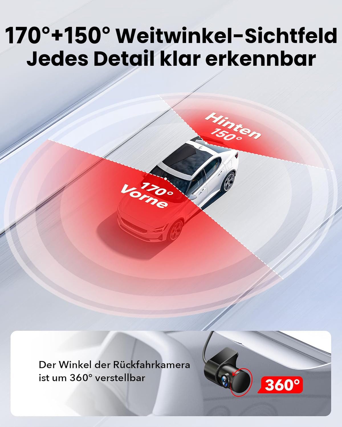 FOSMET Dashcam Auto,2 Channel 3.2" IPS-Bildschirm,mit GPS,WiFi,Auto kamera Dashcam (4K/2.5K, G-Sensor, 32GB-Karte, wasserfest, 170°Weitwinkel WDR,Loop-Aufnahme,Parküberwachung,Unterstützt 256GB Max)