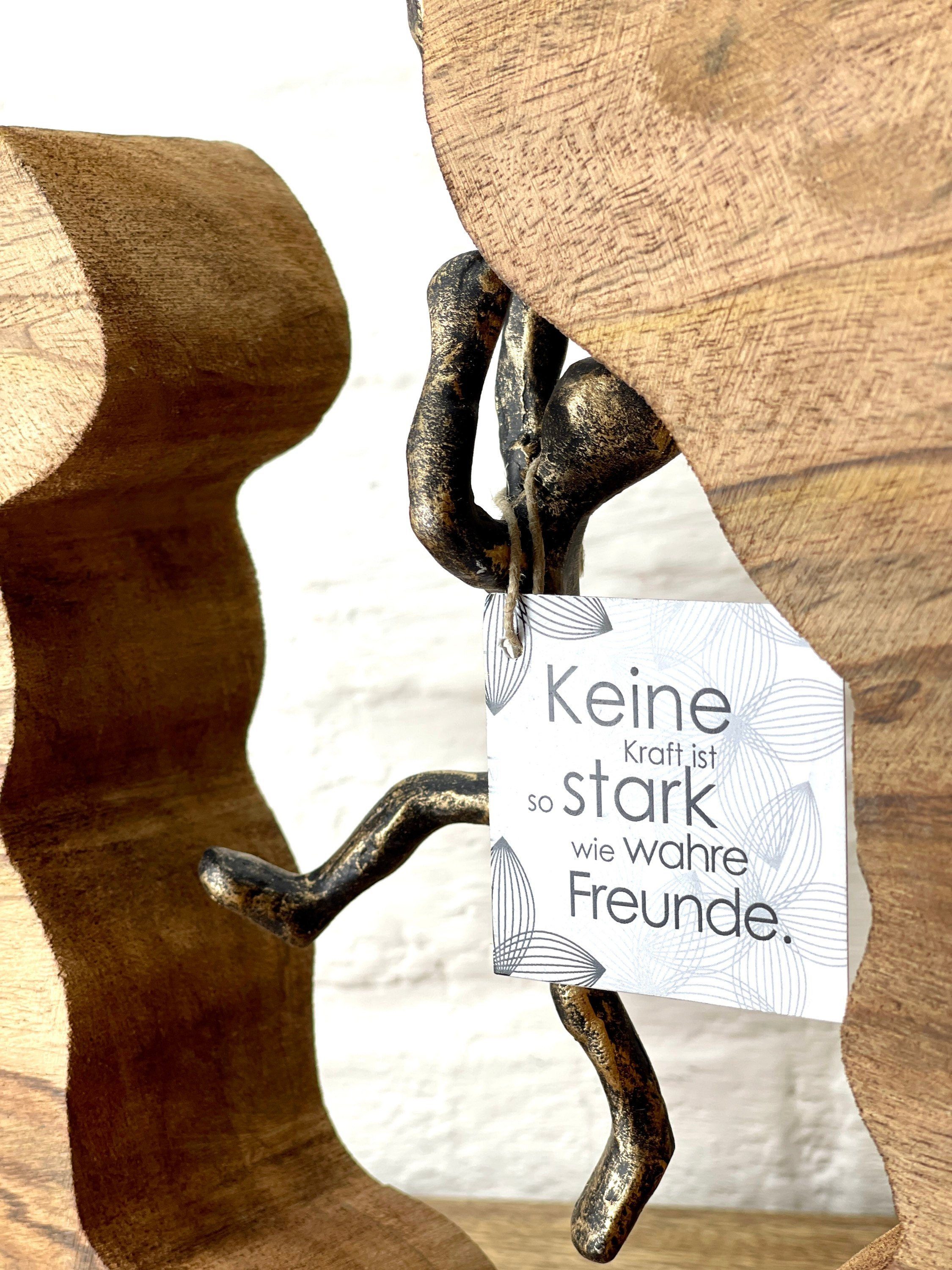 MF Skulptur Figur Bronze Alu Mango Skulptur Holz 30cm Starke Freunde Teamwork Höhe