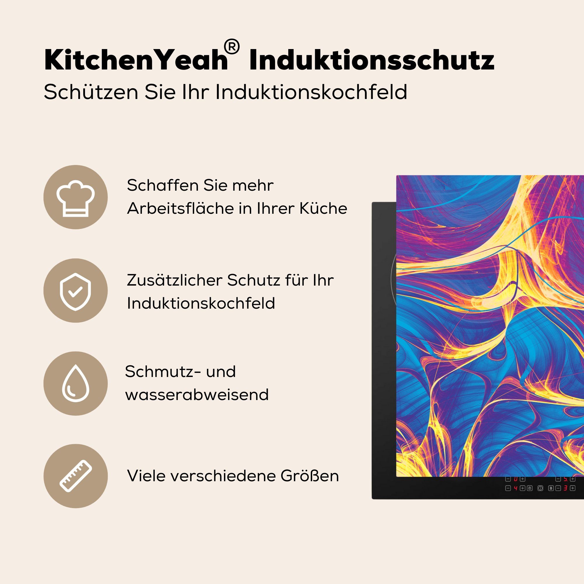 Golf Kunst Psychedelisch, Schutz Vinyl, 81x52 tlg), Ceranfeldabdeckung Induktionskochfeld Herdblende-/Abdeckplatte küche, - MuchoWow die - cm, (1 für