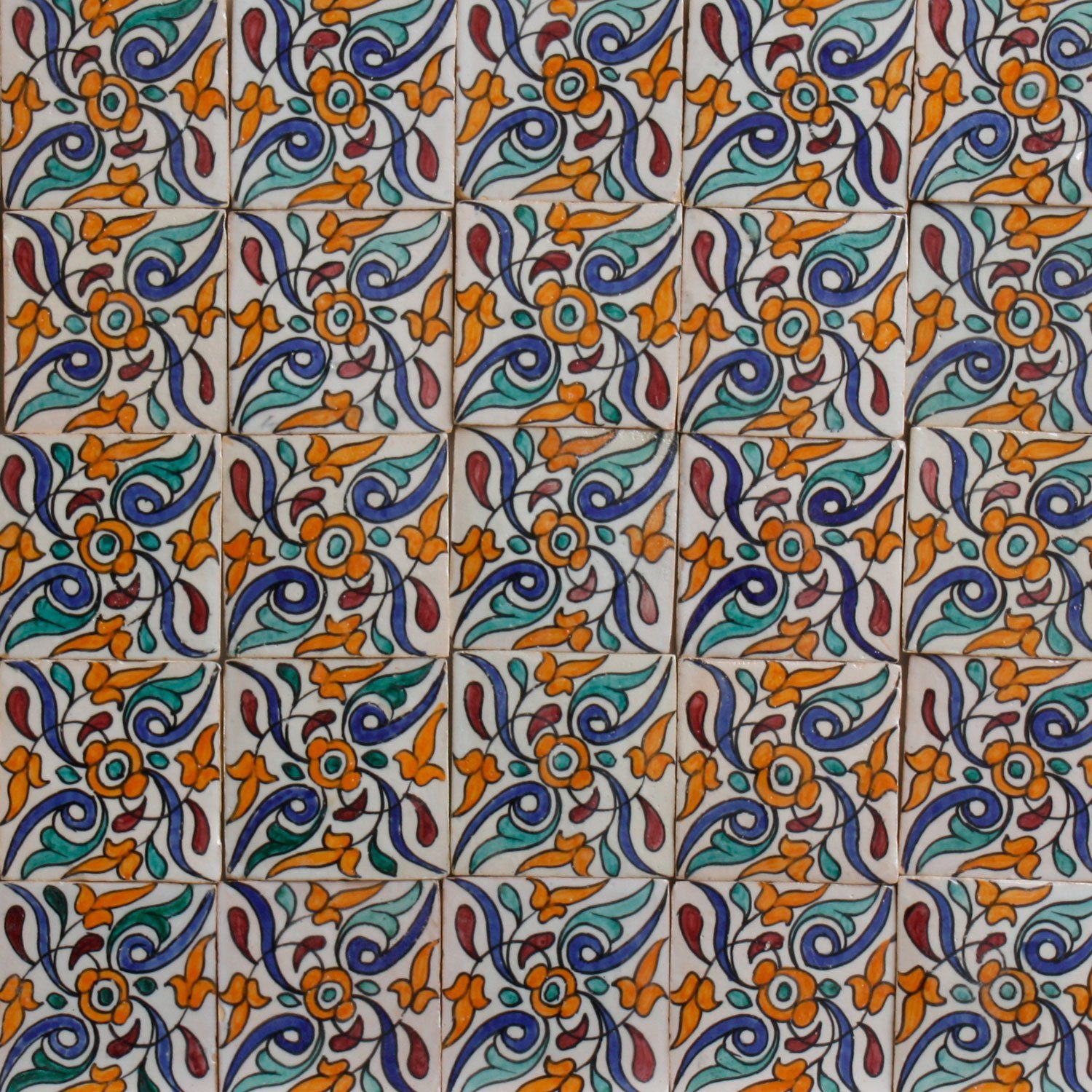 Casa Moro Wandfliese Marokkanische Keramikfliese Safaa 10x10 cm handbemalte Fliese, Mehrfarbig, Kunsthandwerk aus Marokko FL7100