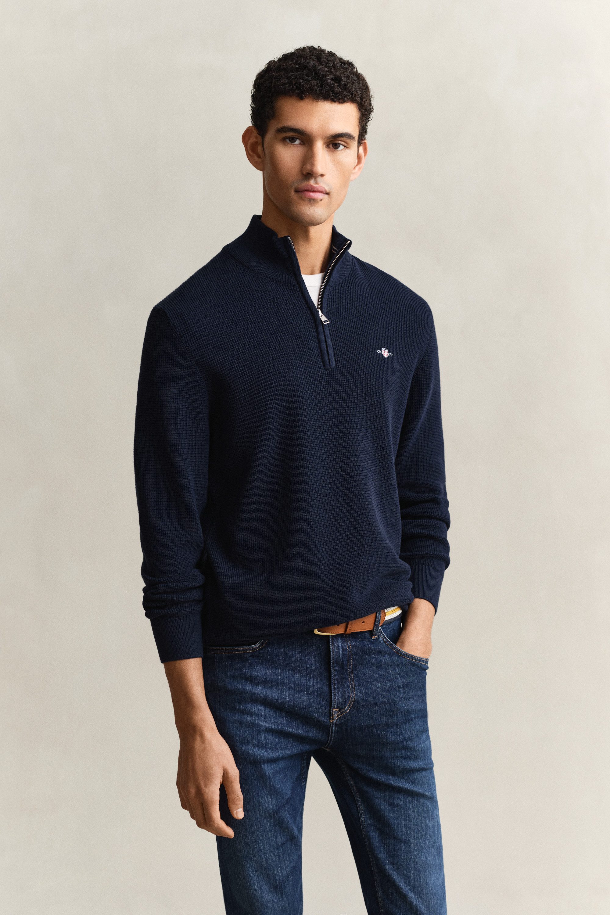 Gant Troyer MICRO TEXTURED COTTON HALF ZIP Regular fit mit Troyerkragen