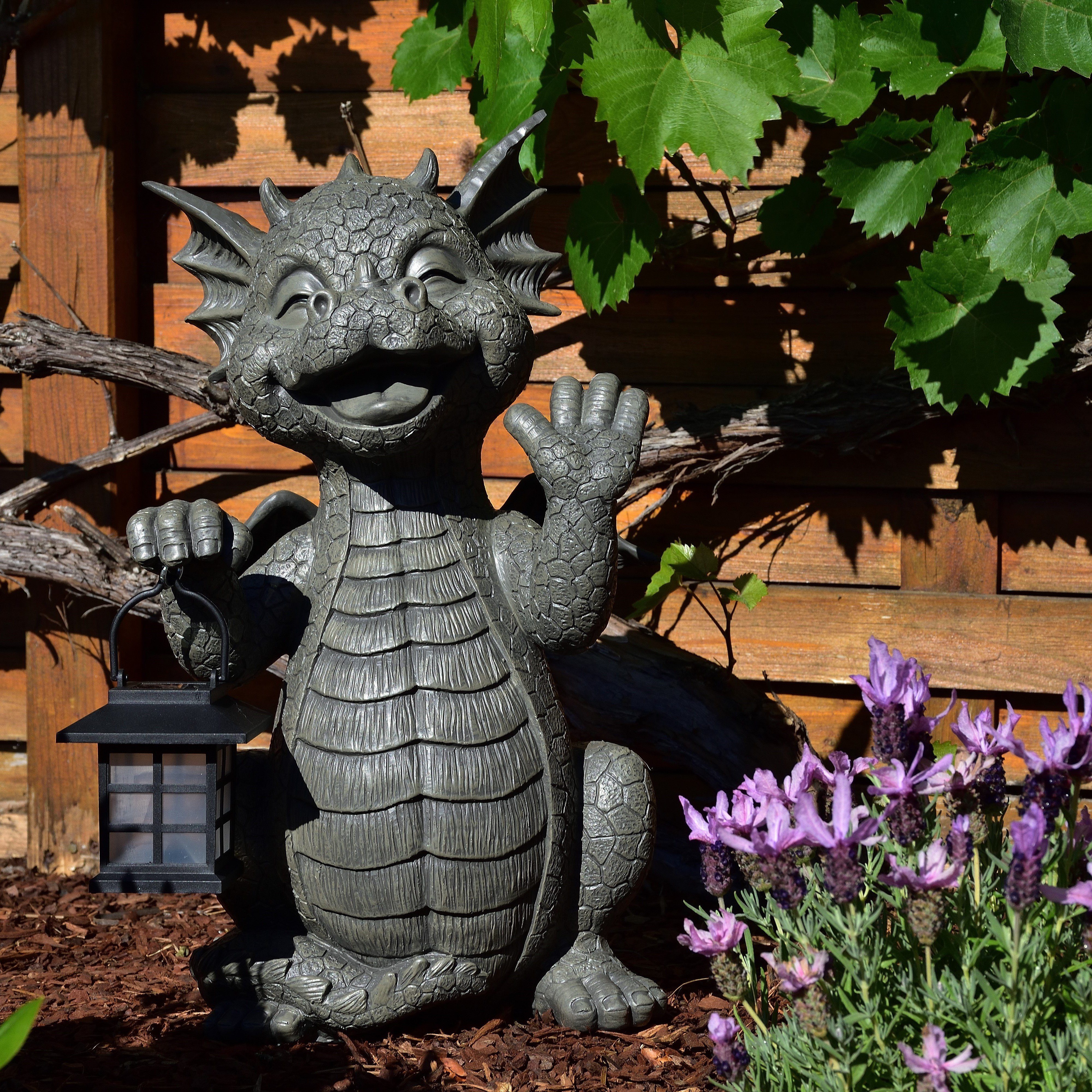 MystiCalls Gartenfigur Gartendrache "Big Boy" - Gartenfigur Garten Dekoration Drache