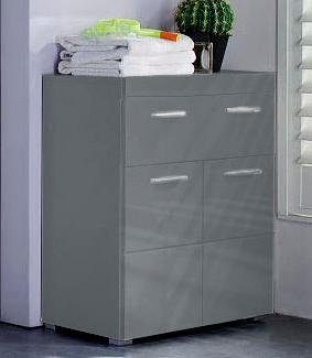 INOSIGN Unterschrank Avena Breite 73 cm, Badezimmerschrank mit 1 großen Schubkasten und 2 Türen grau/grau Hochglanz | grau matt