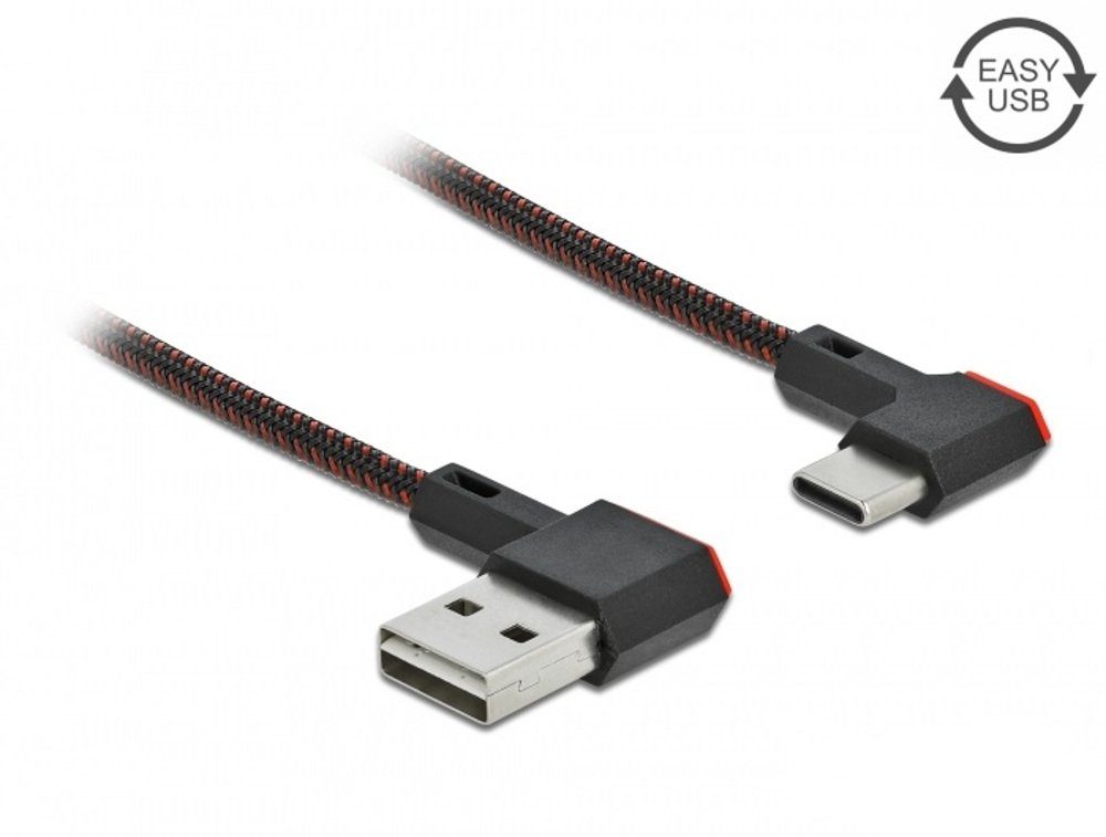 shortix USB-C-Kabel: USB-A gewinkelt auf USB-Typ-C gewinkelt. 25cm. USB-Kabel, USB-C, USB Typ A (25 cm), kurz