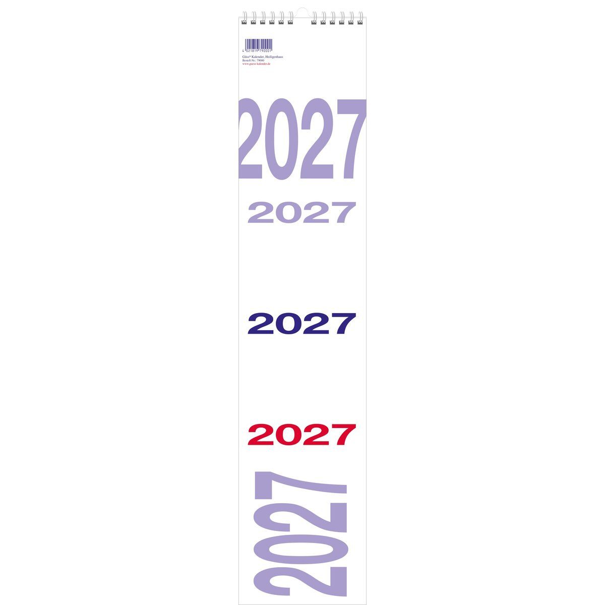 GÜSS Kalender Jahresplaner Streifenkalender Kalendarium 2027