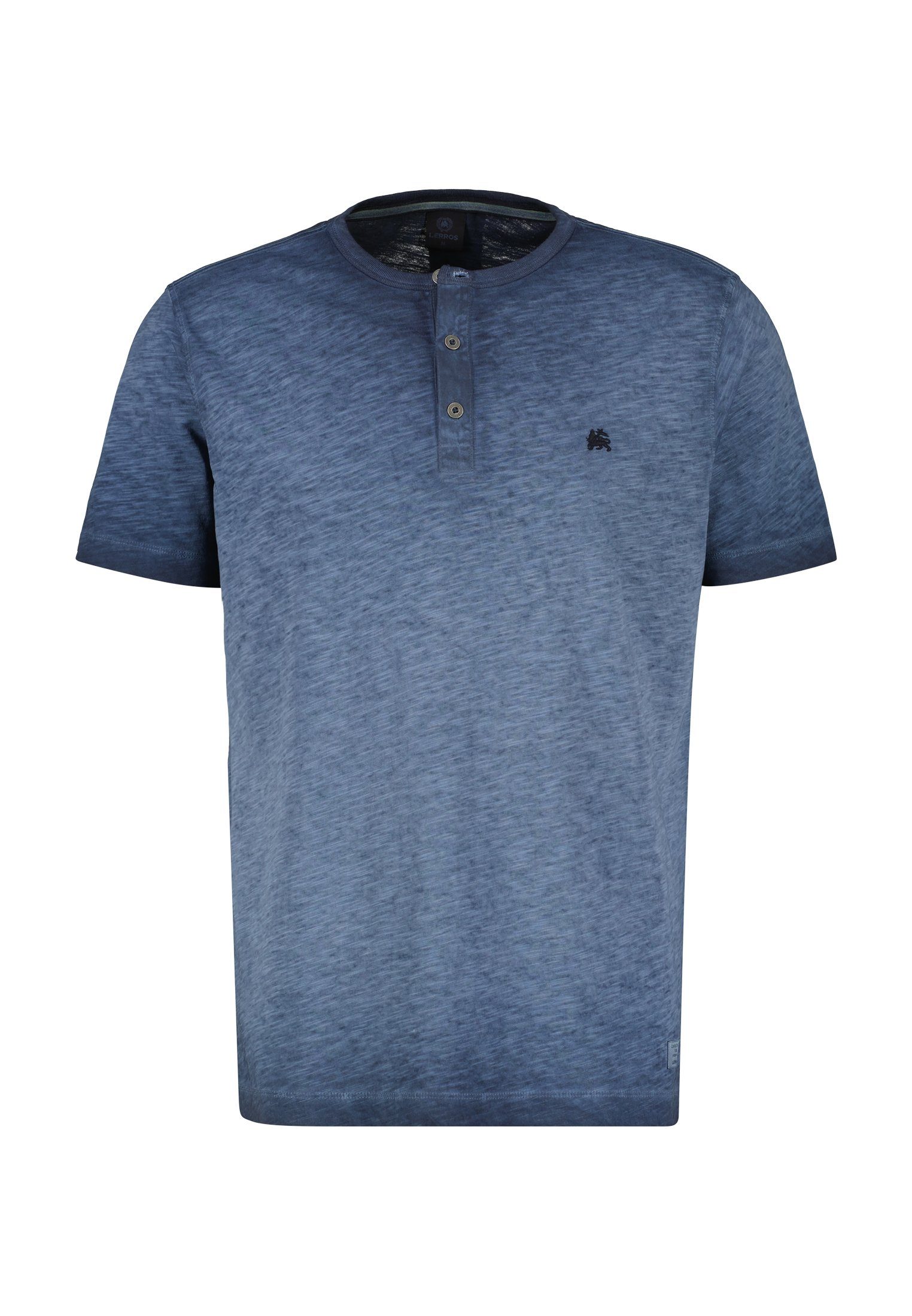 LERROS Kurzarmshirt LERROS NAVY Serafino-Shirt, CLASSIC faded Melange