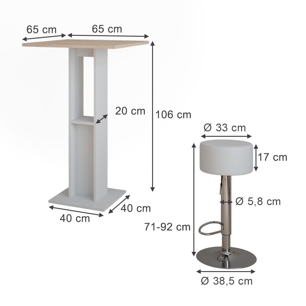 Vicco Bartisch Repose, Weiß/Sonoma/Weiß, 65 x günstig online kaufen
