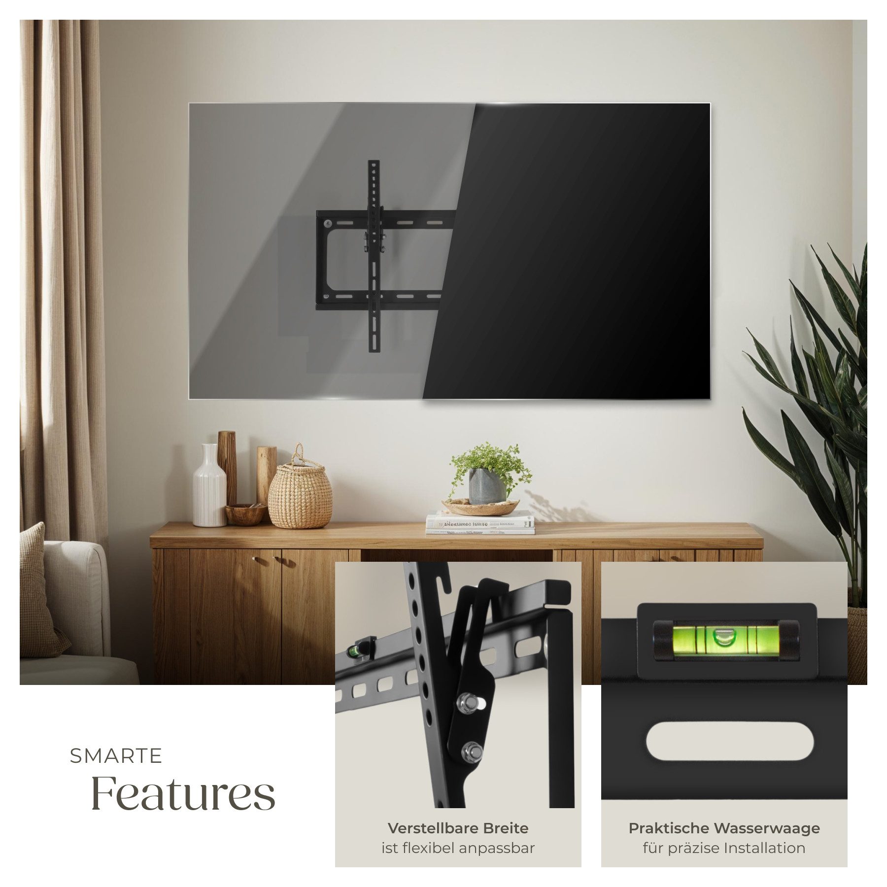 tectake TV-Wandhalterung TV Wandhalterung, (bis 100 Zoll, mit Montagematerial, für 32 - 100 Zoll (81 - 254 cm)