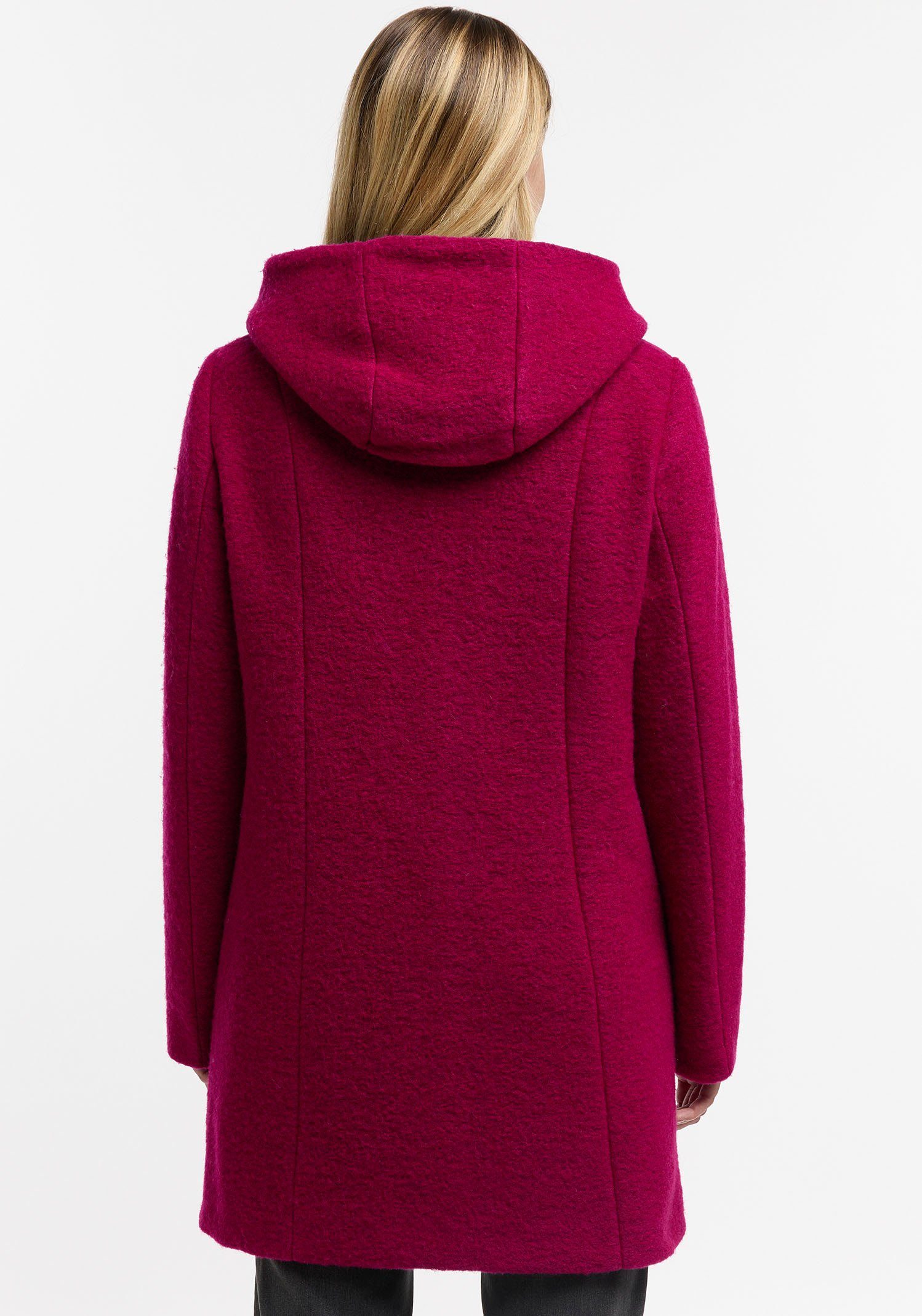 Barbara Lebek Wolljacke mit angeschnittener Kapuze berry