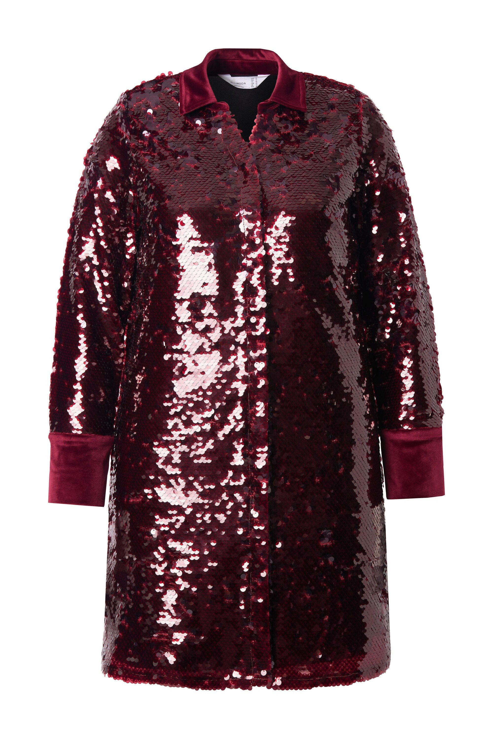 MIAMODA Hemdbluse Longbluse transparent mit Pailletten-Muster günstig online kaufen