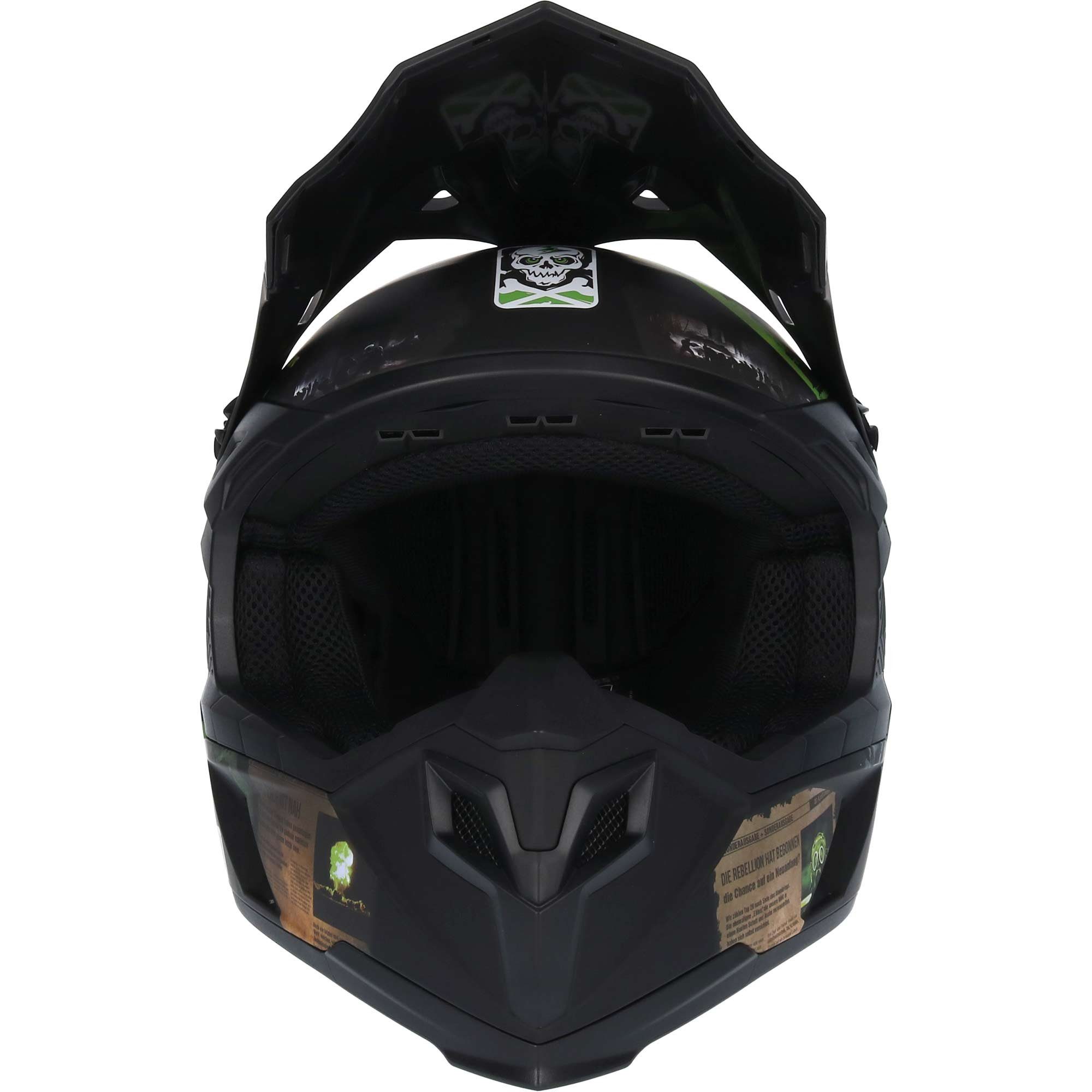 Motorradhelm Resolution grün, verstellbarer Helmschirm