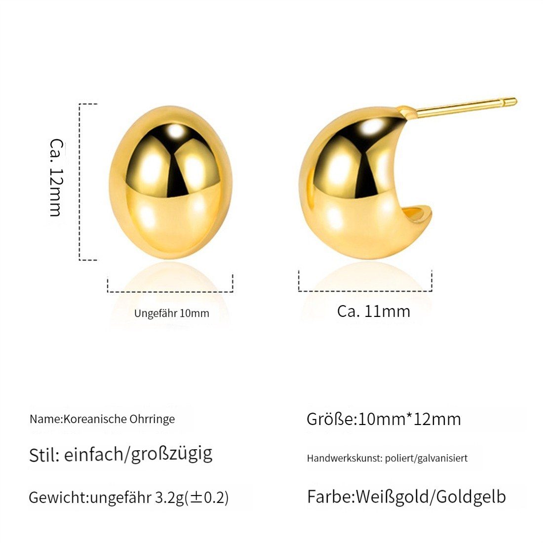 YOOdy~ Ohrhänger Paar Dating Damen Bohnen-Stil, Elegant Weißgold Minimalistischer Schmuck Design NEUE für Modischer Ohrringe, Charmant Damen und Party Rote (1-tlg), und