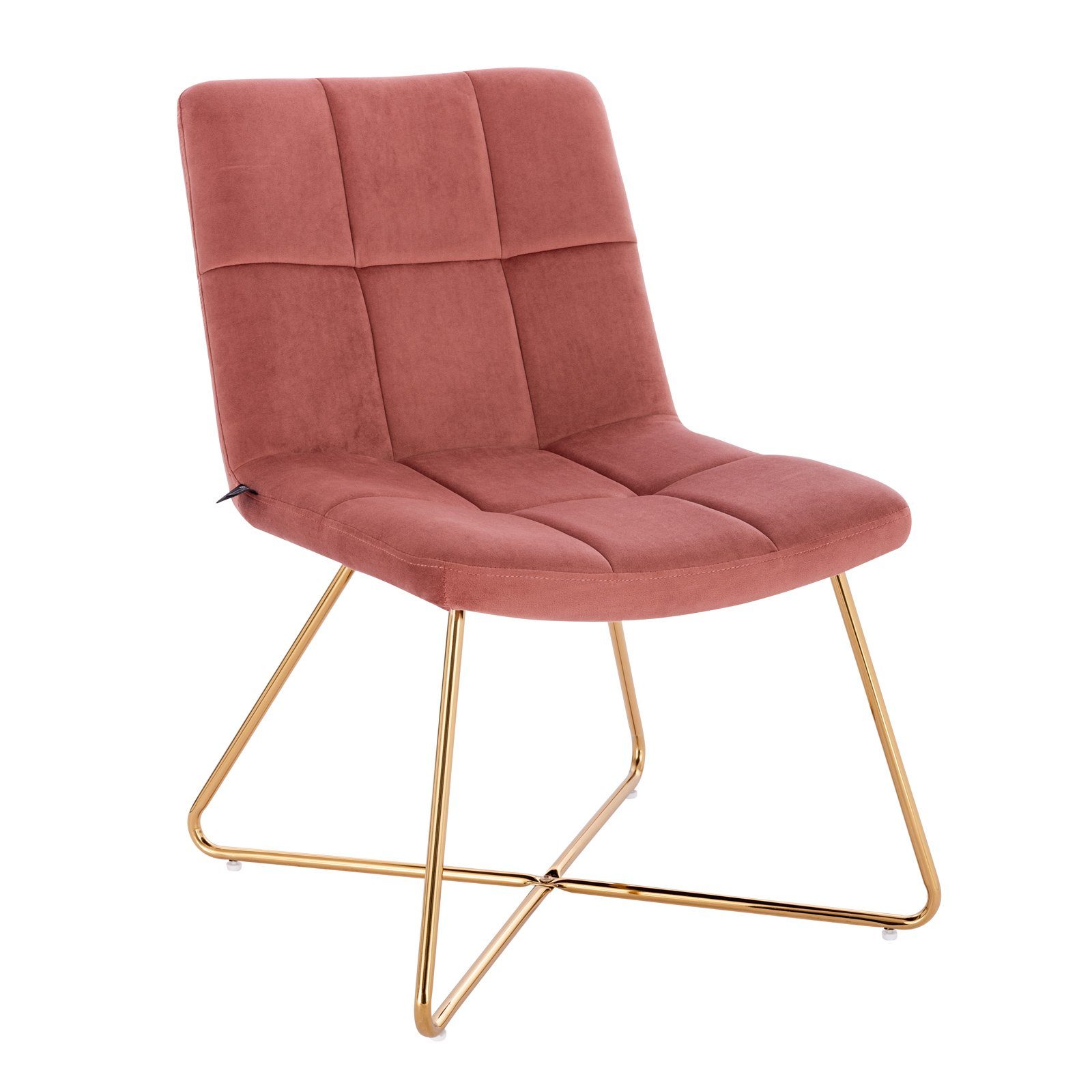 SVITA Loungesessel LYNN (1-St., Clubsessel), Cocktailsessel, ohne Armlehnen, Goldene Beine, Samt, Grau