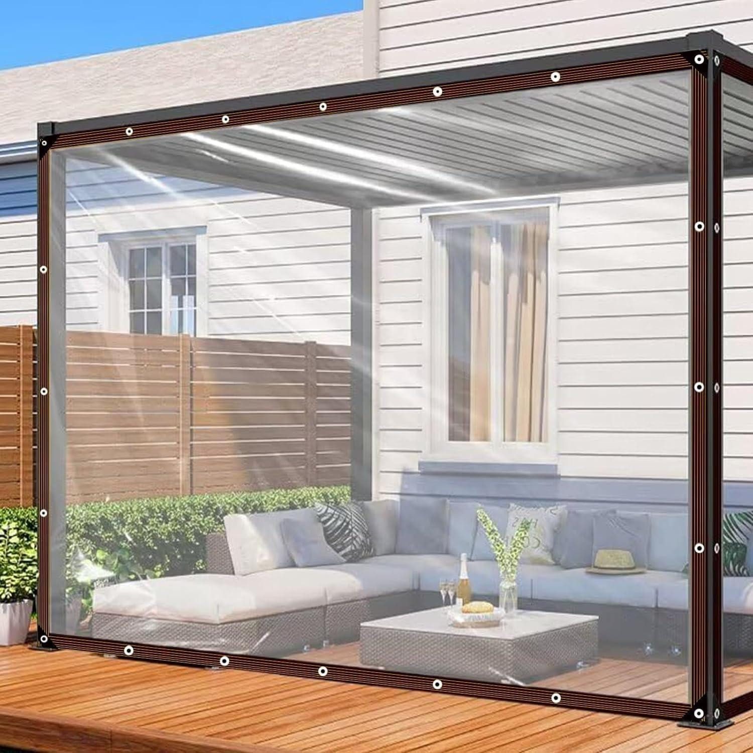 LuxusKollektion Schutzplane Abdeckplane transparent Ösen wasserdicht Gartenplane 2.5x4m