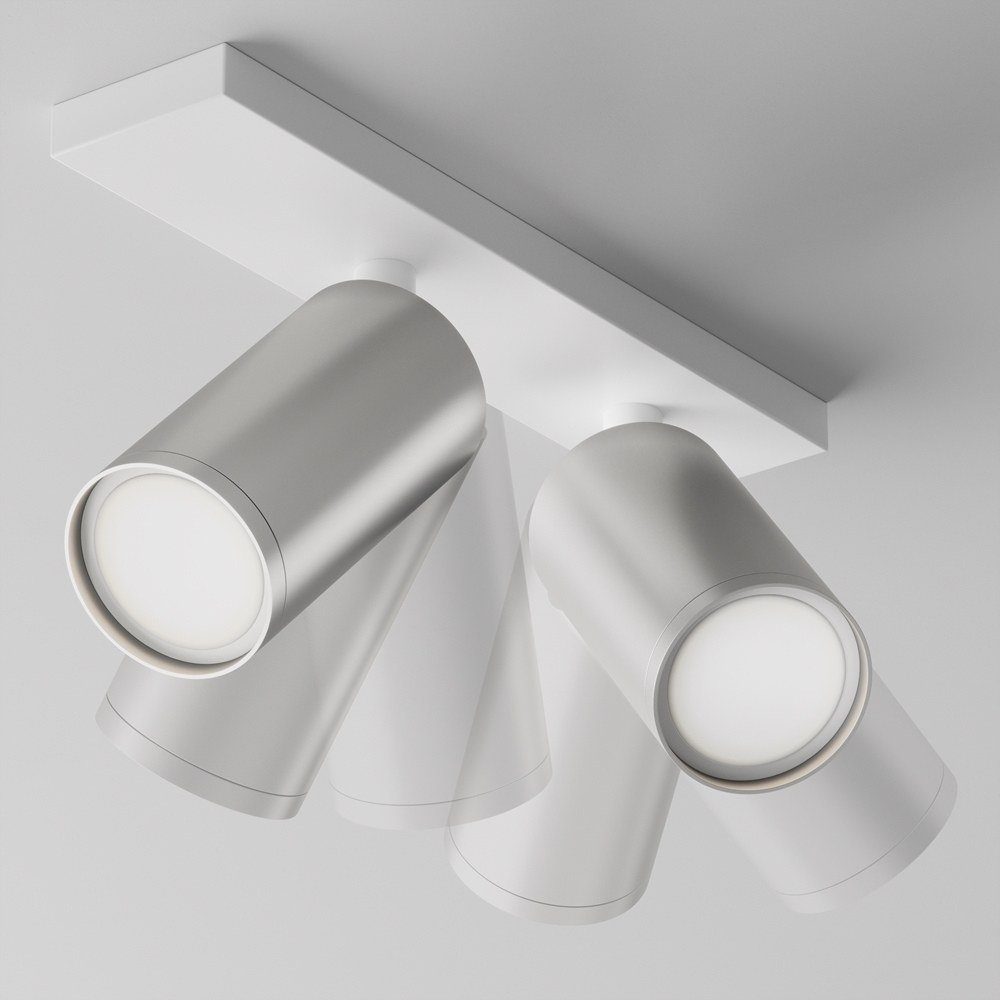 click-licht Deckenleuchte Deckenleuchte Focus Silber-matt Weiß eckig, enthalten: in keine Deckenlicht warmweiss, 2-flammig GU10 Nein, und Angabe, Leuchtmittel Deckenlampe, Deckenbeleuchtung
