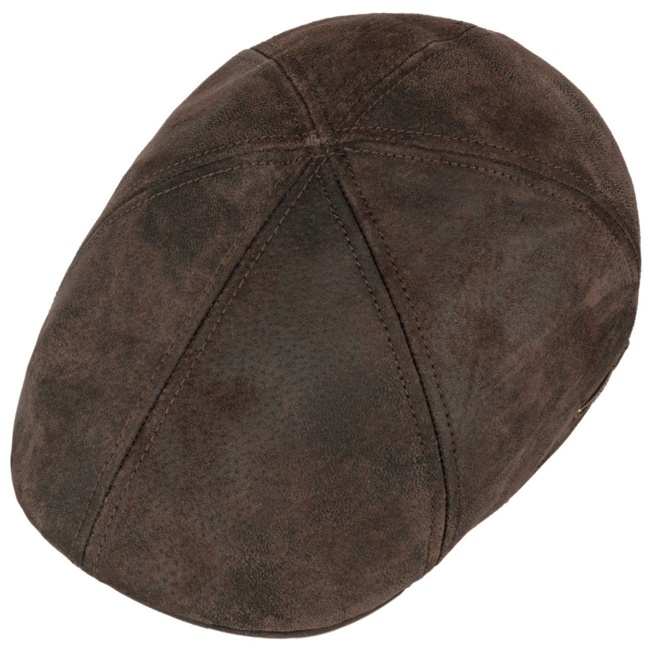 Stetson Cap Schirm dunkelbraun (1-St) mit Ledercap Flat