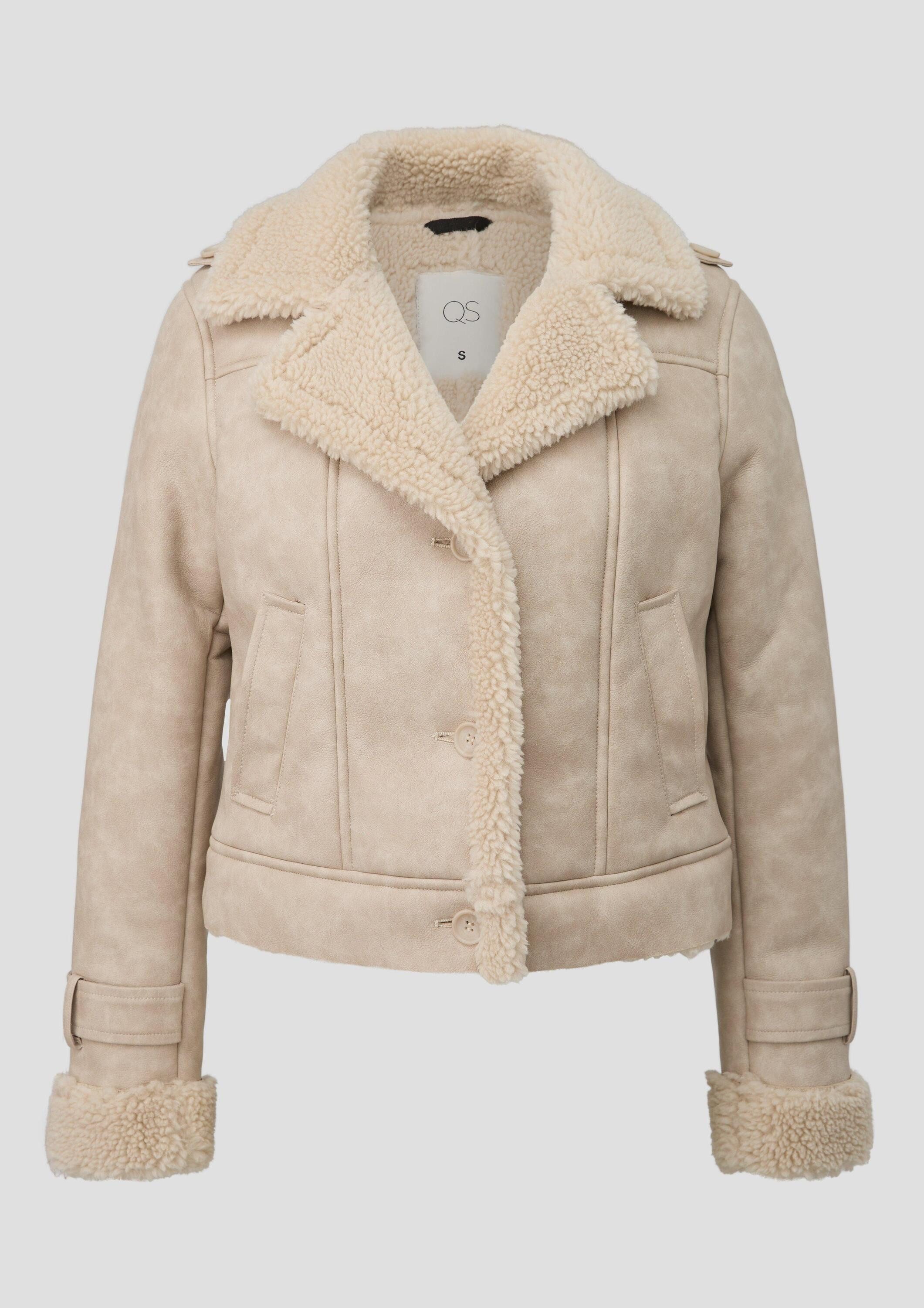 QS Funktionsjacke Outdoor-Jacke Kurze Jacke in Lammfelloptik
