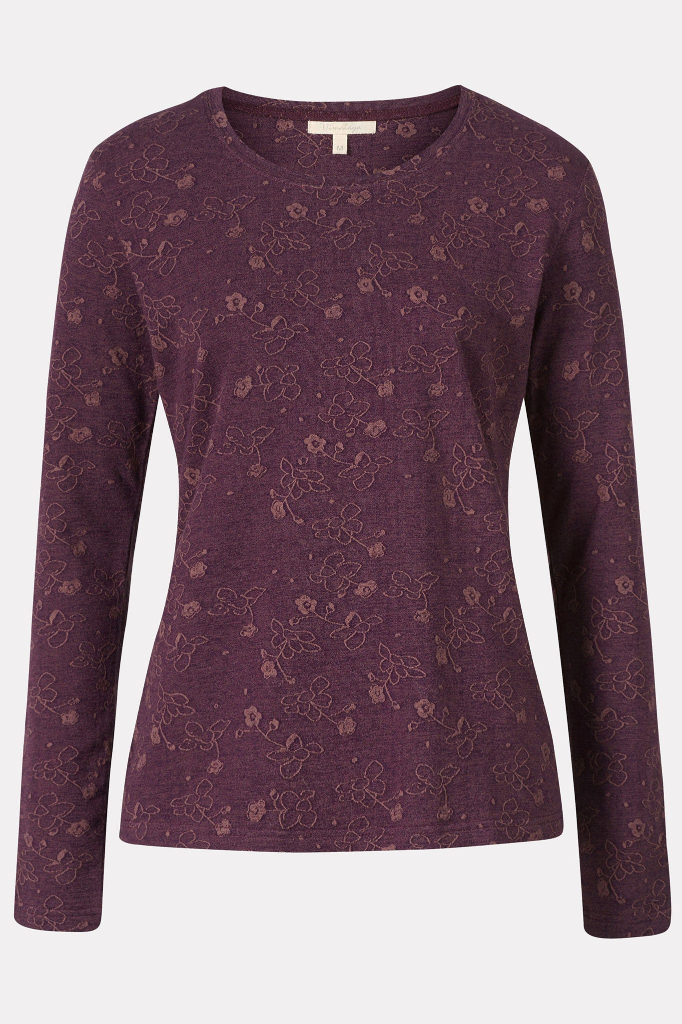 Langarmshirt Damen Oberteil mit edlem Jacquardmuster - Longsleeve aus Bio-Baumwolle