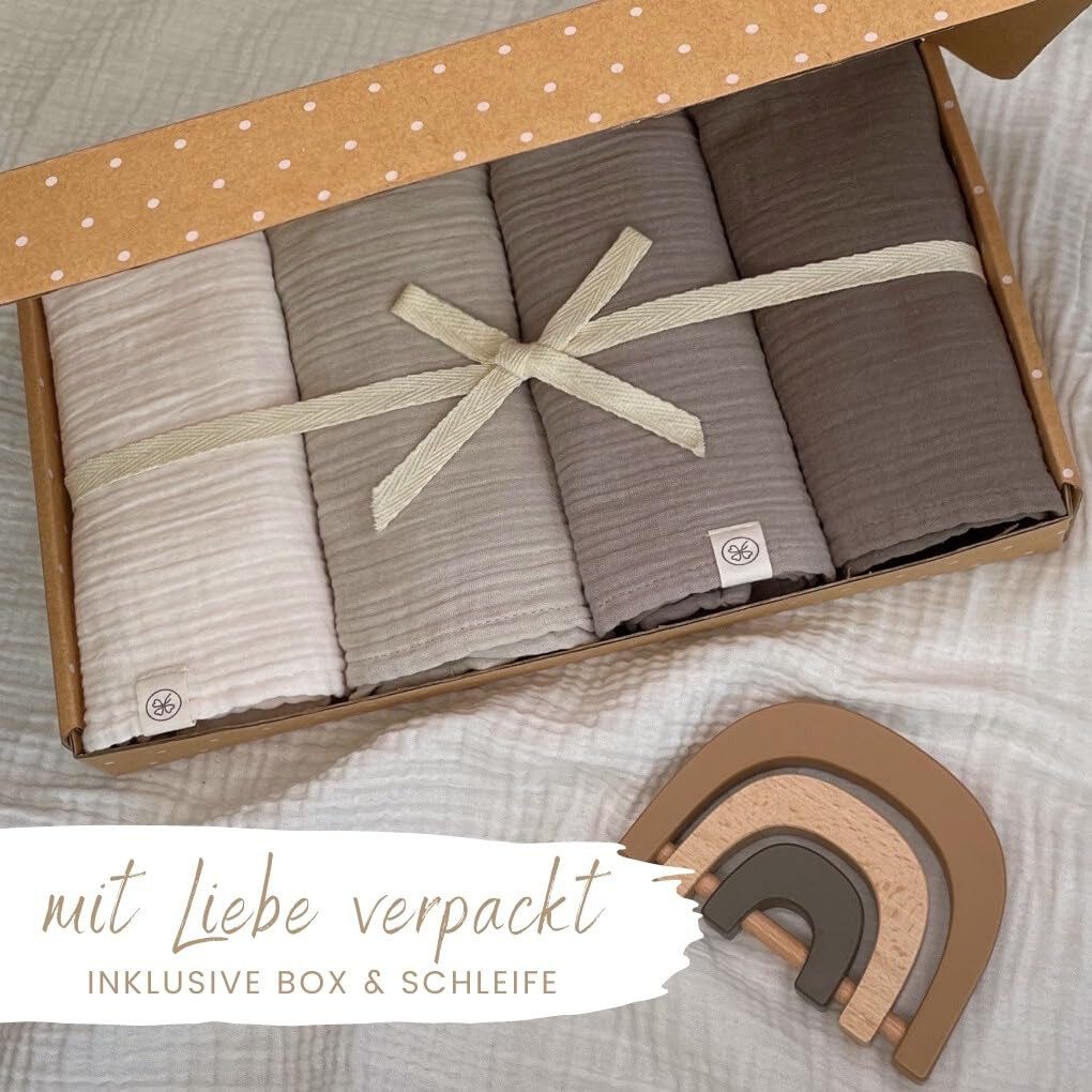 Babydecke Mulltücher 4er-SET gekreppt, Spucktuch 64x64 100% GOTS BIO-Baumwo günstig online kaufen