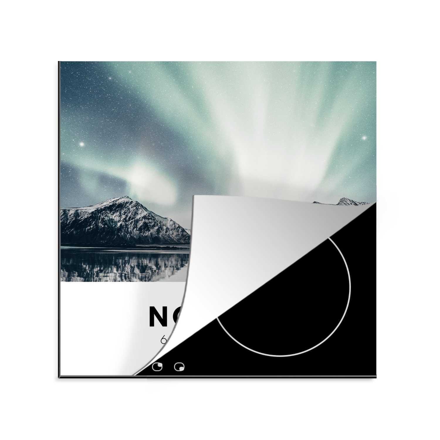 MuchoWow Herdblende-/Abdeckplatte Norwegen - Gletscher - Nordlichter, Vinyl, (1 tlg), 78x78 cm, Ceranfeldabdeckung, Arbeitsplatte für küche