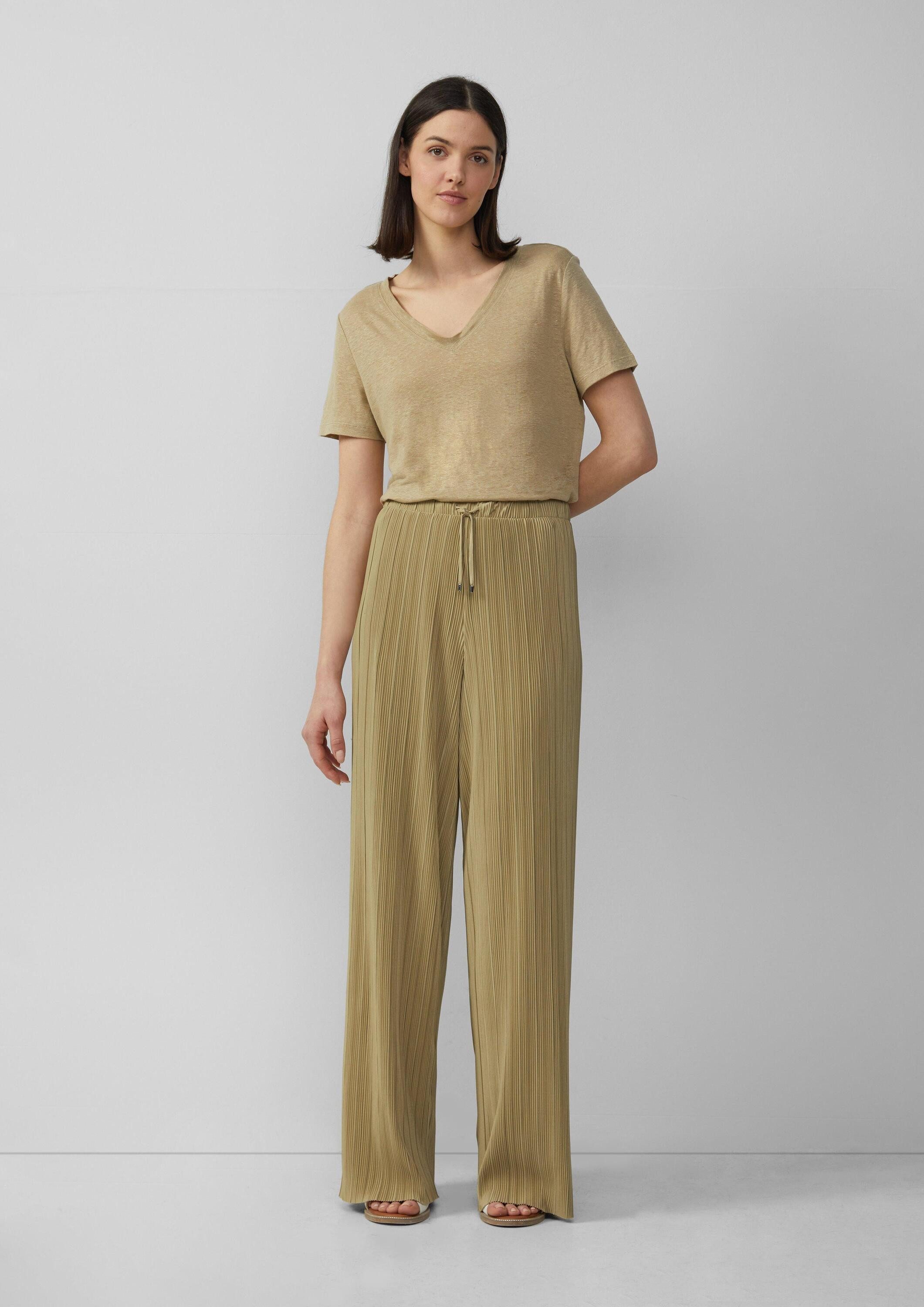 s.Oliver Chinos Hose Plissierte Wide-Leg-Hose im Relaxed Fit