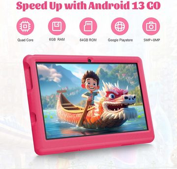 Yicty Quad-Core 1280x800 IPS Touchscreen Tablet (10.1", 64 GB, Android 13, mit Kindersicherung für Kinder mit stoßfestem Gehäuse)