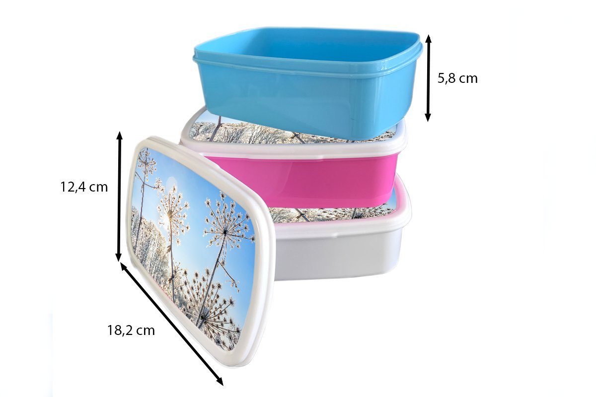MuchoWow Lunchbox Pflanzen - weiß - Kinder Jungs Stilleben, für Mädchen für Schnee Brotbox Brotdose, und Kunststoff, und Erwachsene, (2-tlg)