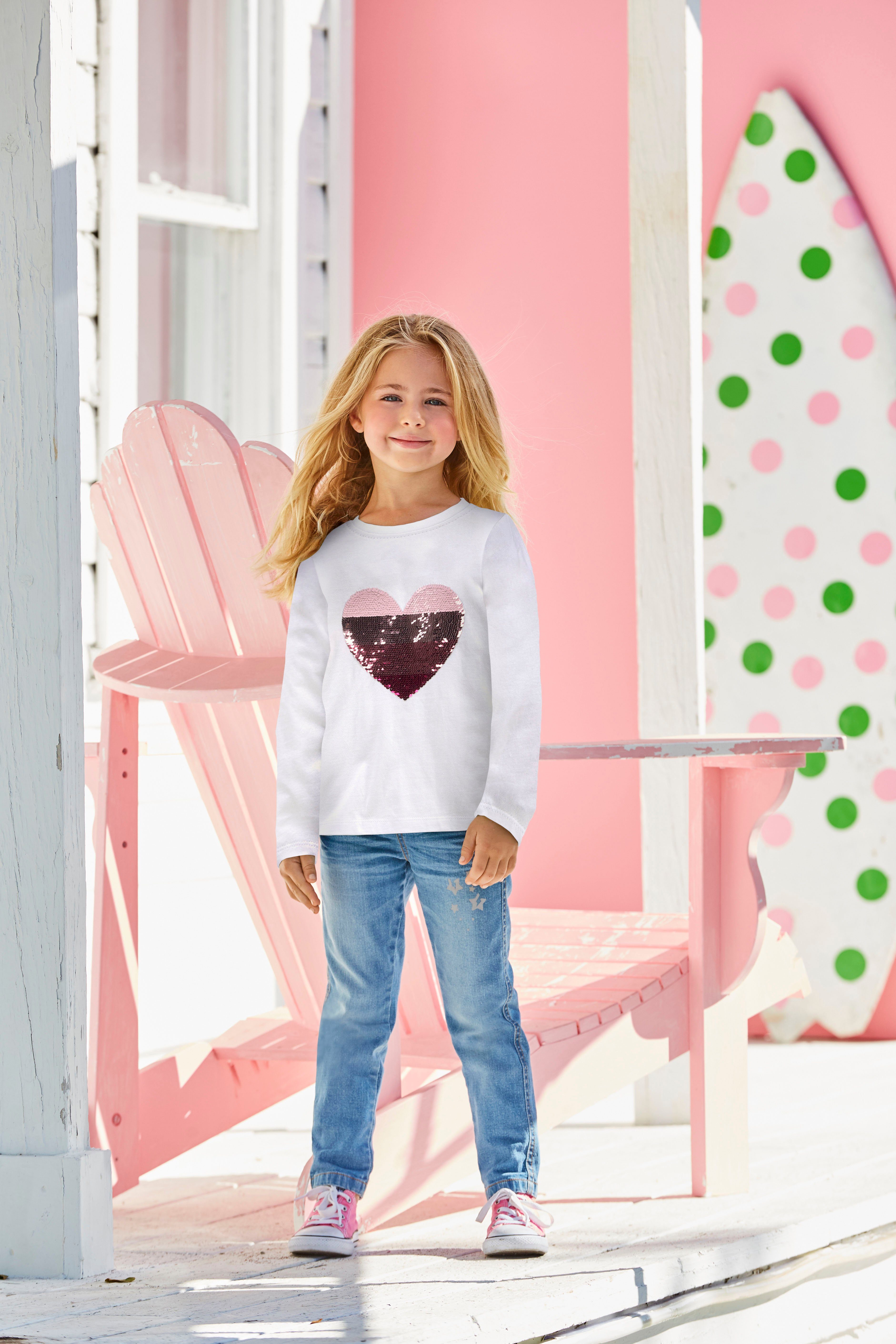 KIDSWORLD Paillettenshirt Herz mit Paillettenherz zum Wenden