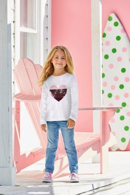 KIDSWORLD Langarmshirt für kleine Mädchen, mit Paillettenherz zum Wenden