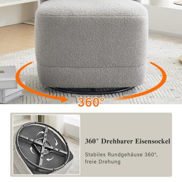 IDEASY Esszimmerstuhl 360° drehbarer Freizeitstuhl, Drehstuhl, mit Kissen, grau, 70*72*89 cm, Teddy-Samtstoff, ergonomisches Design