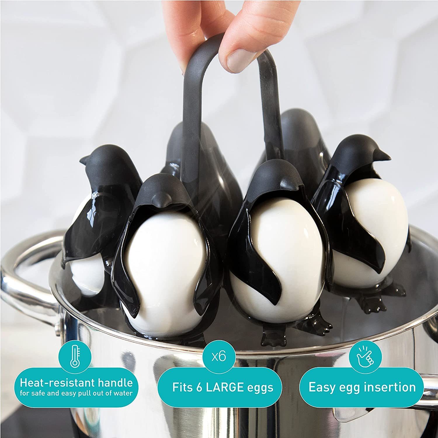 XDeer Eierbecher Helfer Eggkocher, und Leben im praktischer (Set), Eieraufbewahrungsbox,Praktischer Eierholder-Pinguin Design,Universal-Eierhalter lustig