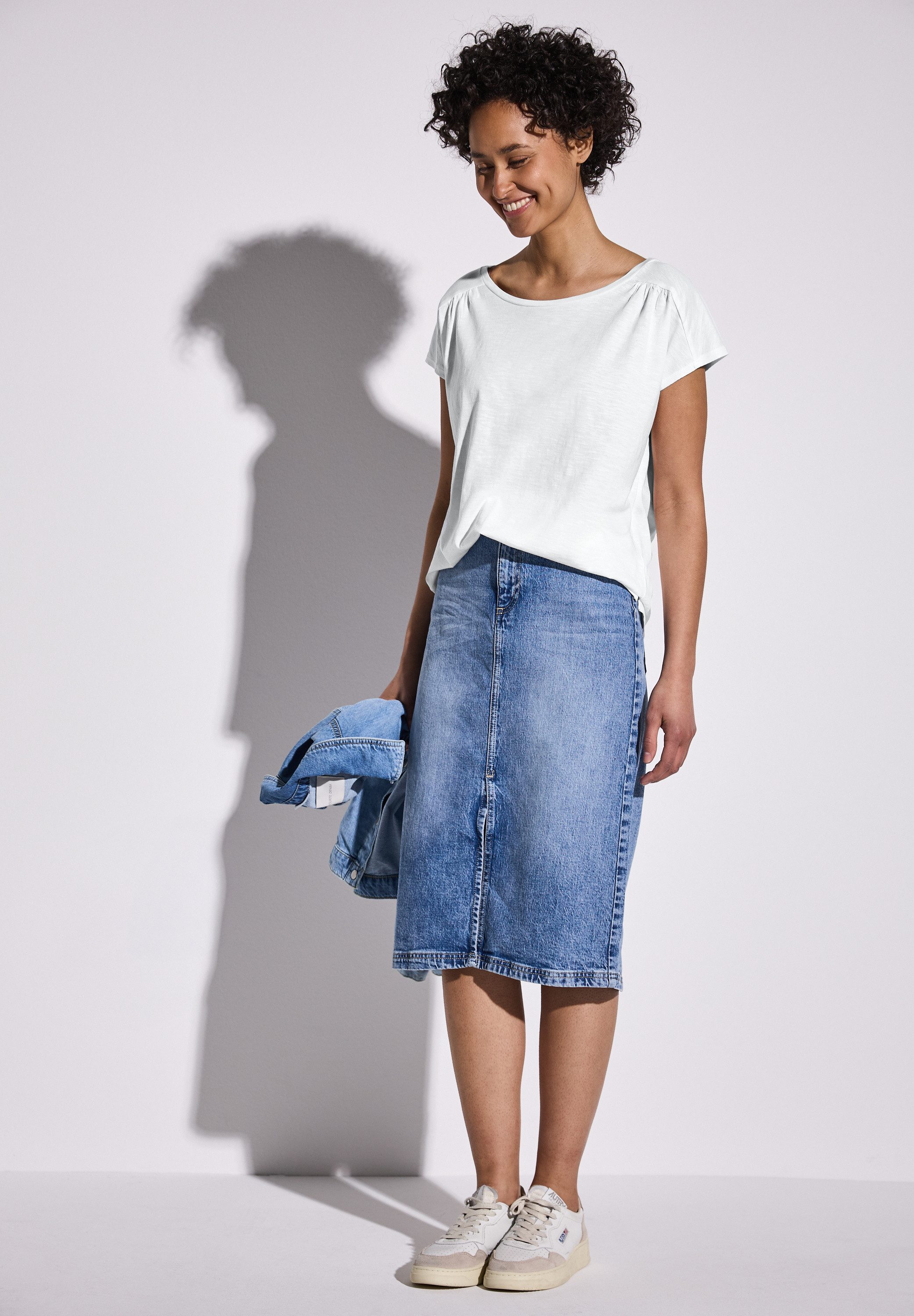 STREET ONE T-Shirt mit Seitlichen Einschlitzen am Saum