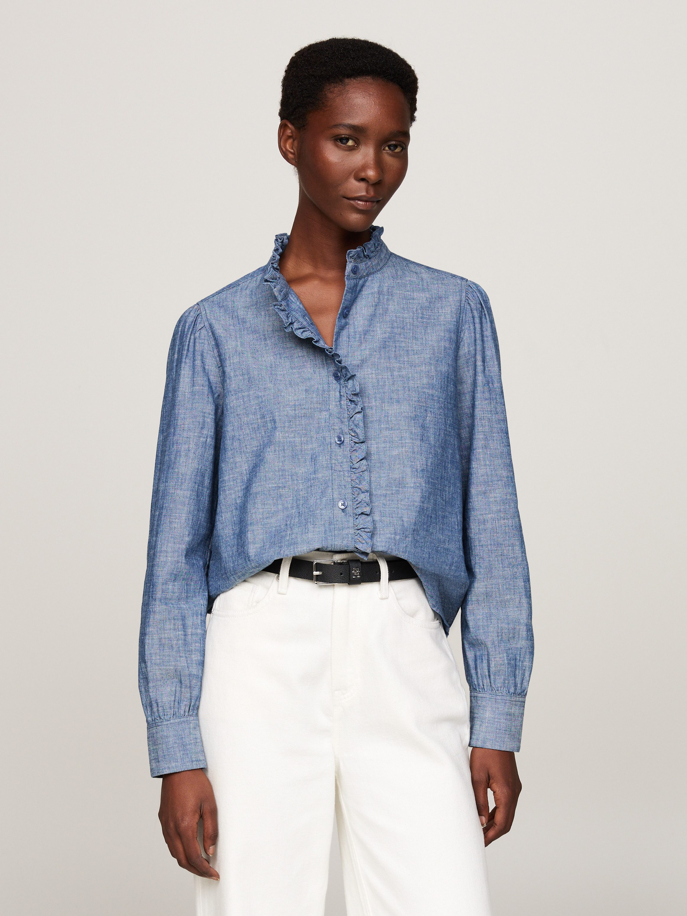 Tommy Hilfiger Shirtbluse CHAMBRAY RUFFLE RELAXED günstig online kaufen
