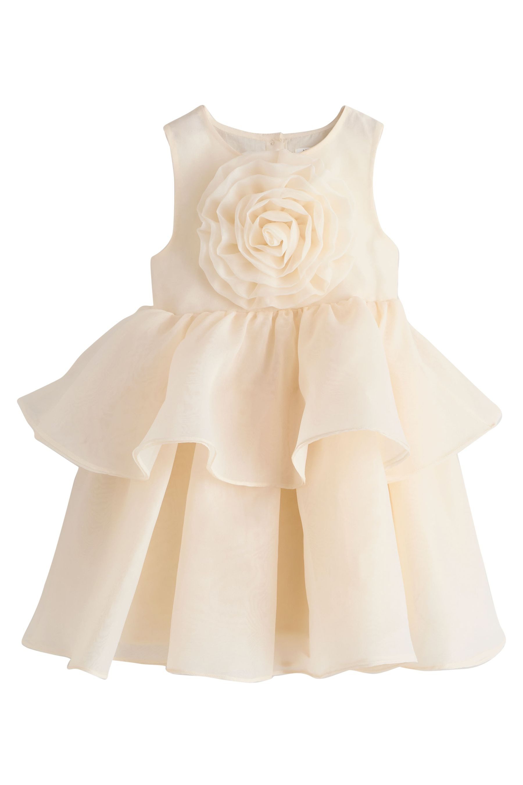 Partykleid Festliches, gestuftes Kleid mit Ansteckblume